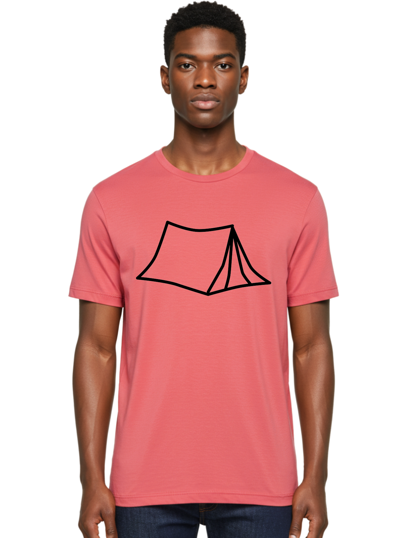 Tent-4 Men'S Graphic Tee, 100% Cotton, Comfortable Casual Summer Wear, Machine Washable, Simple Tent Illustration, Minimalist Design, Camping Symbol, Outdoor Adventure, Black Outline, Graphic Icon, Simple Shape -  Aaa214 6