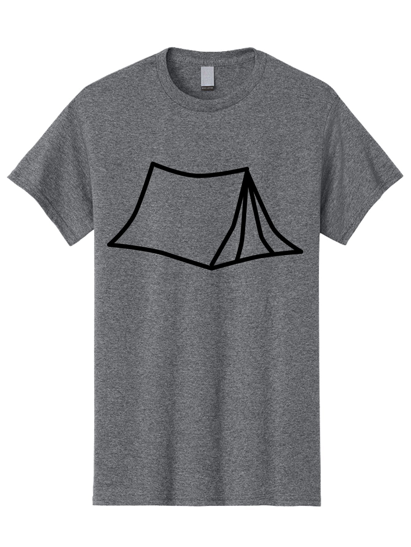 Tent-4 Men'S Graphic Tee, 100% Cotton, Comfortable Casual Summer Wear, Machine Washable, Simple Tent Illustration, Minimalist Design, Camping Symbol, Outdoor Adventure, Black Outline, Graphic Icon, Simple Shape -  Aaa214 7