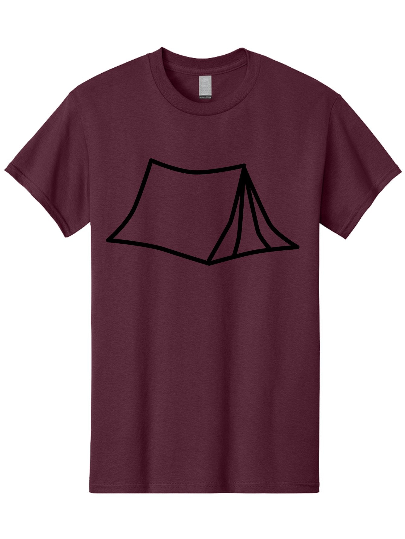 Tent-4 Men'S Graphic Tee, 100% Cotton, Comfortable Casual Summer Wear, Machine Washable, Simple Tent Illustration, Minimalist Design, Camping Symbol, Outdoor Adventure, Black Outline, Graphic Icon, Simple Shape -  Aaa214