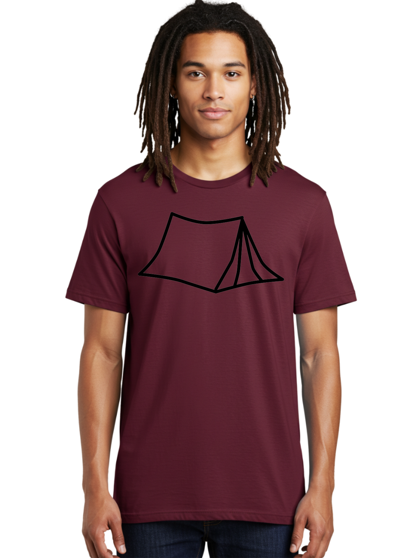 Tent-4 Men'S Graphic Tee, 100% Cotton, Comfortable Casual Summer Wear, Machine Washable, Simple Tent Illustration, Minimalist Design, Camping Symbol, Outdoor Adventure, Black Outline, Graphic Icon, Simple Shape -  Aaa214 14