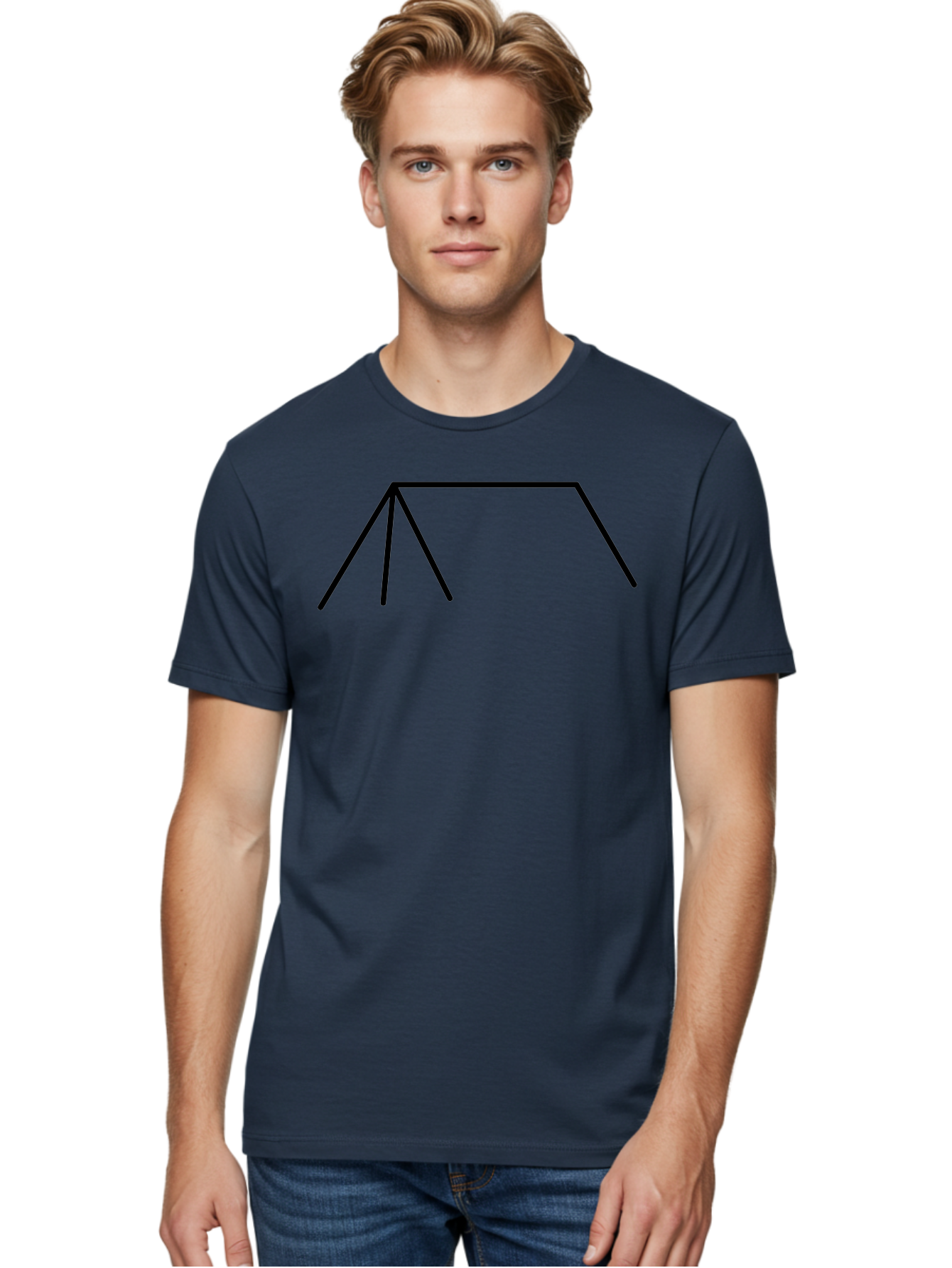 Tent-Icon Men'S Graphic Tee, 100% Cotton, Comfortable Casual Summer Wear, Machine Washable, Simple House Outline, Minimalist Design, Black Lines, Geometric Shapes, Modern Architecture, House Icon, Simple Home -  Aaa216