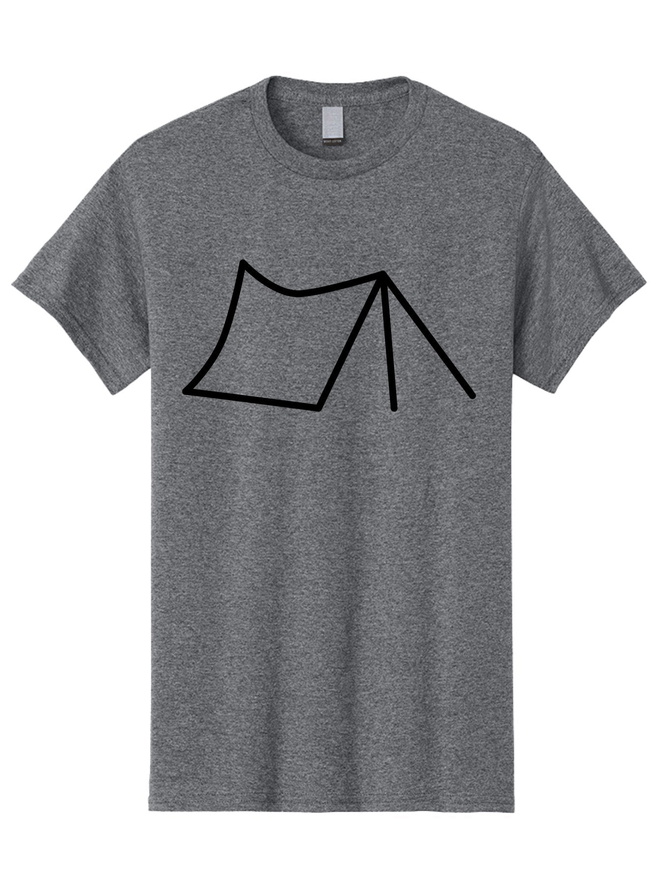 Tent-Illustration Men'S Graphic Tee, 100% Cotton, Comfortable Casual Summer Wear, Machine Washable, Simple Tent Drawing, Minimalist Design, Camping Symbol, Outline Illustration, Black Lines, Geometric Shape, Outdoor Adventure -  Aaa217 21