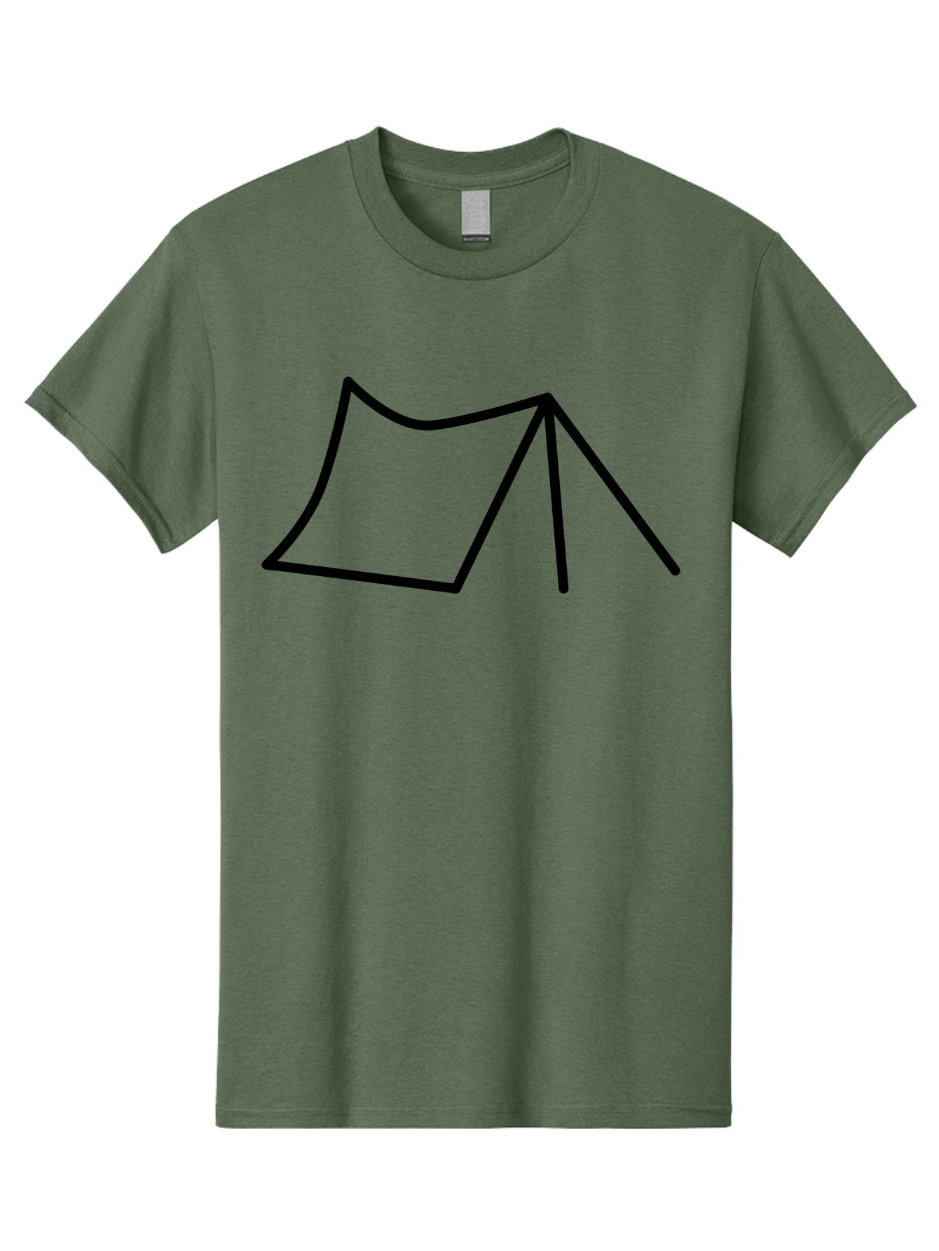 Tent-Illustration Men'S Graphic Tee, 100% Cotton, Comfortable Casual Summer Wear, Machine Washable, Simple Tent Drawing, Minimalist Design, Camping Symbol, Outline Illustration, Black Lines, Geometric Shape, Outdoor Adventure -  Aaa217