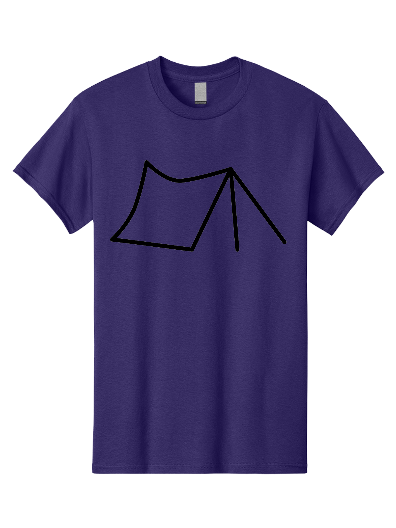 Tent-Illustration Men'S Graphic Tee, 100% Cotton, Comfortable Casual Summer Wear, Machine Washable, Simple Tent Drawing, Minimalist Design, Camping Symbol, Outline Illustration, Black Lines, Geometric Shape, Outdoor Adventure -  Aaa217 21