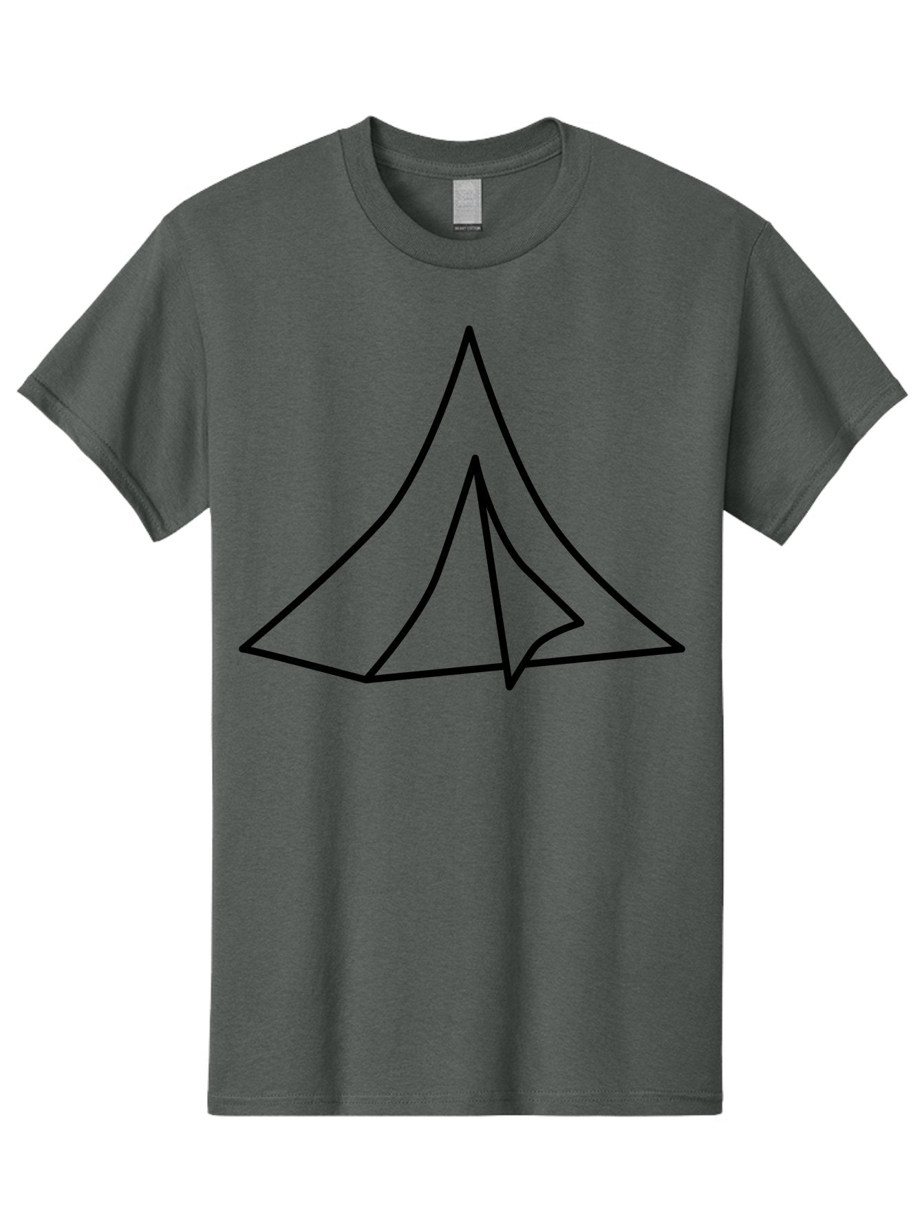 Tent Men'S Graphic Tee, 100% Cotton, Comfortable Casual Summer Wear, Machine Washable, Simple Tent Illustration, Camping Symbol, Minimalist Design, Black Outline, Geometric Shapes, Triangular Form, Outdoor Adventure -  Aaa218 23