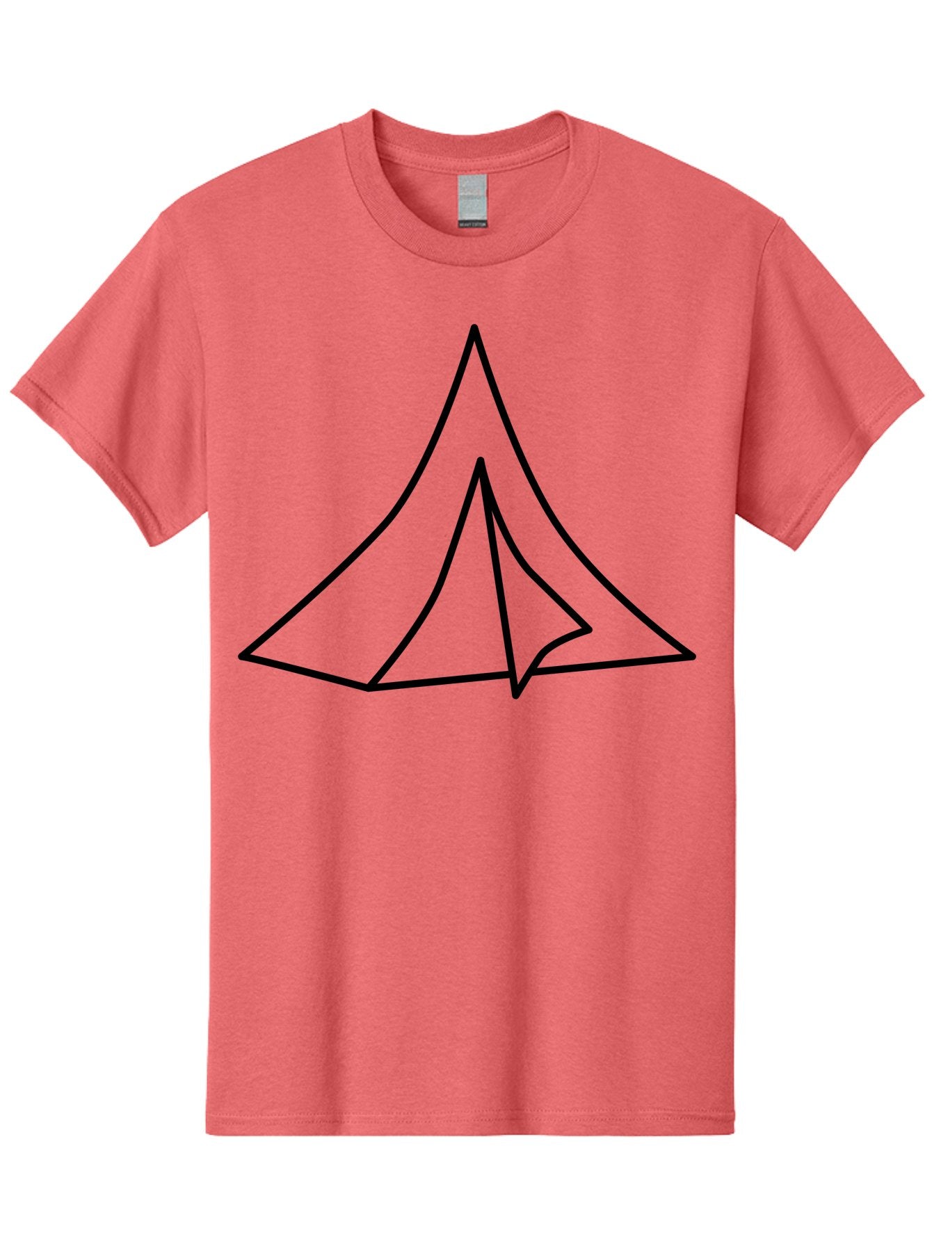 Tent Men'S Graphic Tee, 100% Cotton, Comfortable Casual Summer Wear, Machine Washable, Simple Tent Illustration, Camping Symbol, Minimalist Design, Black Outline, Geometric Shapes, Triangular Form, Outdoor Adventure -  Aaa218 3