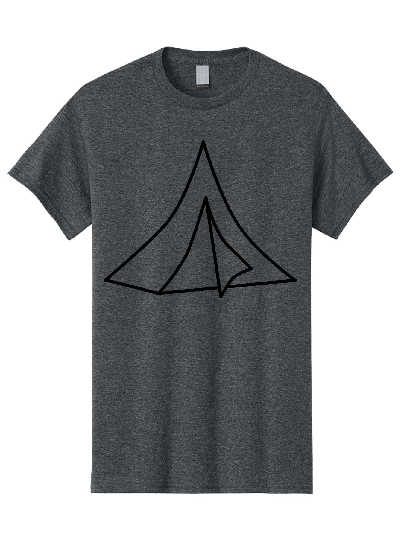 Tent Men'S Graphic Tee, 100% Cotton, Comfortable Casual Summer Wear, Machine Washable, Simple Tent Illustration, Camping Symbol, Minimalist Design, Black Outline, Geometric Shapes, Triangular Form, Outdoor Adventure -  Aaa218