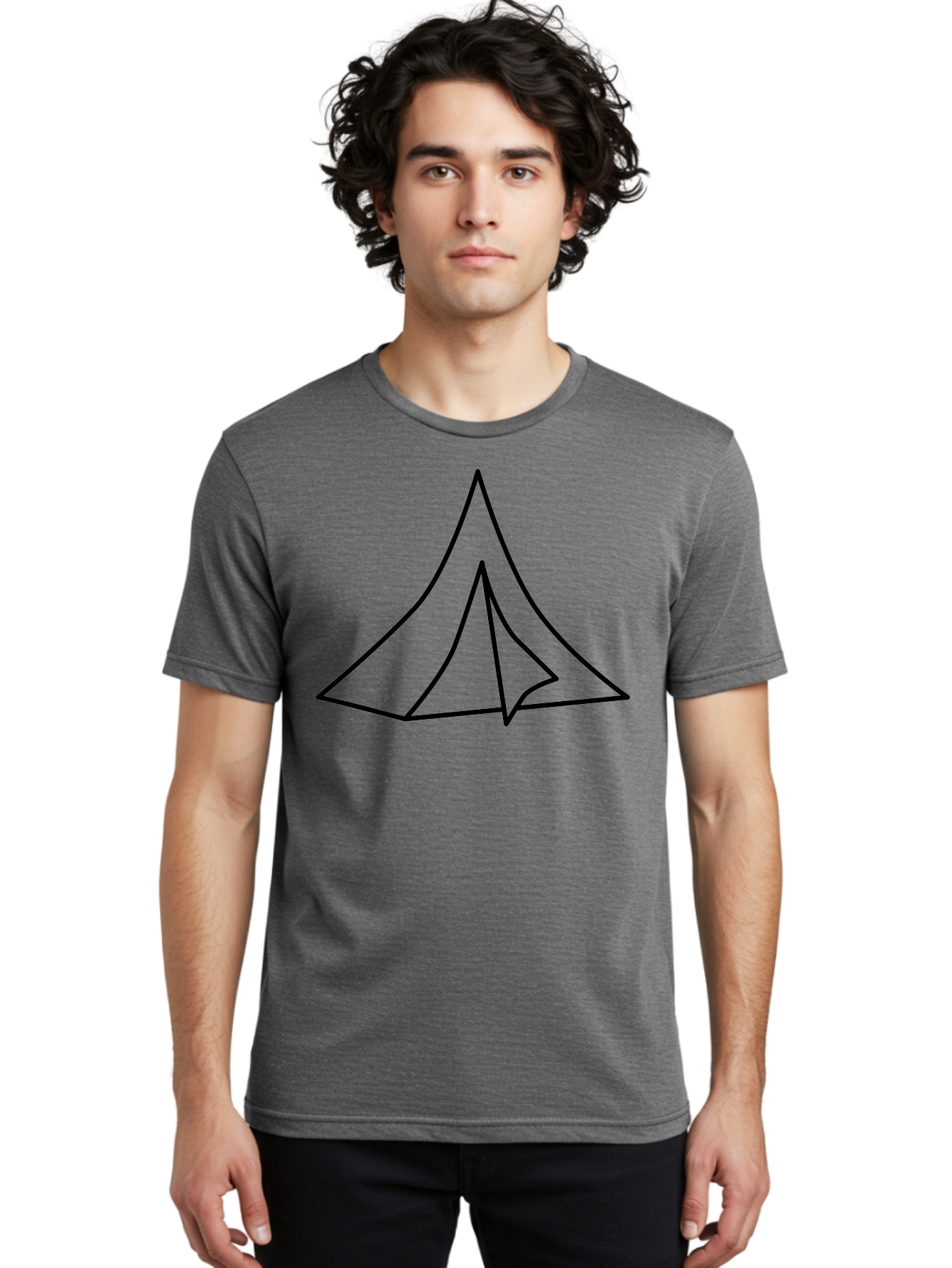 Tent Men'S Graphic Tee, 100% Cotton, Comfortable Casual Summer Wear, Machine Washable, Simple Tent Illustration, Camping Symbol, Minimalist Design, Black Outline, Geometric Shapes, Triangular Form, Outdoor Adventure -  Aaa218 10