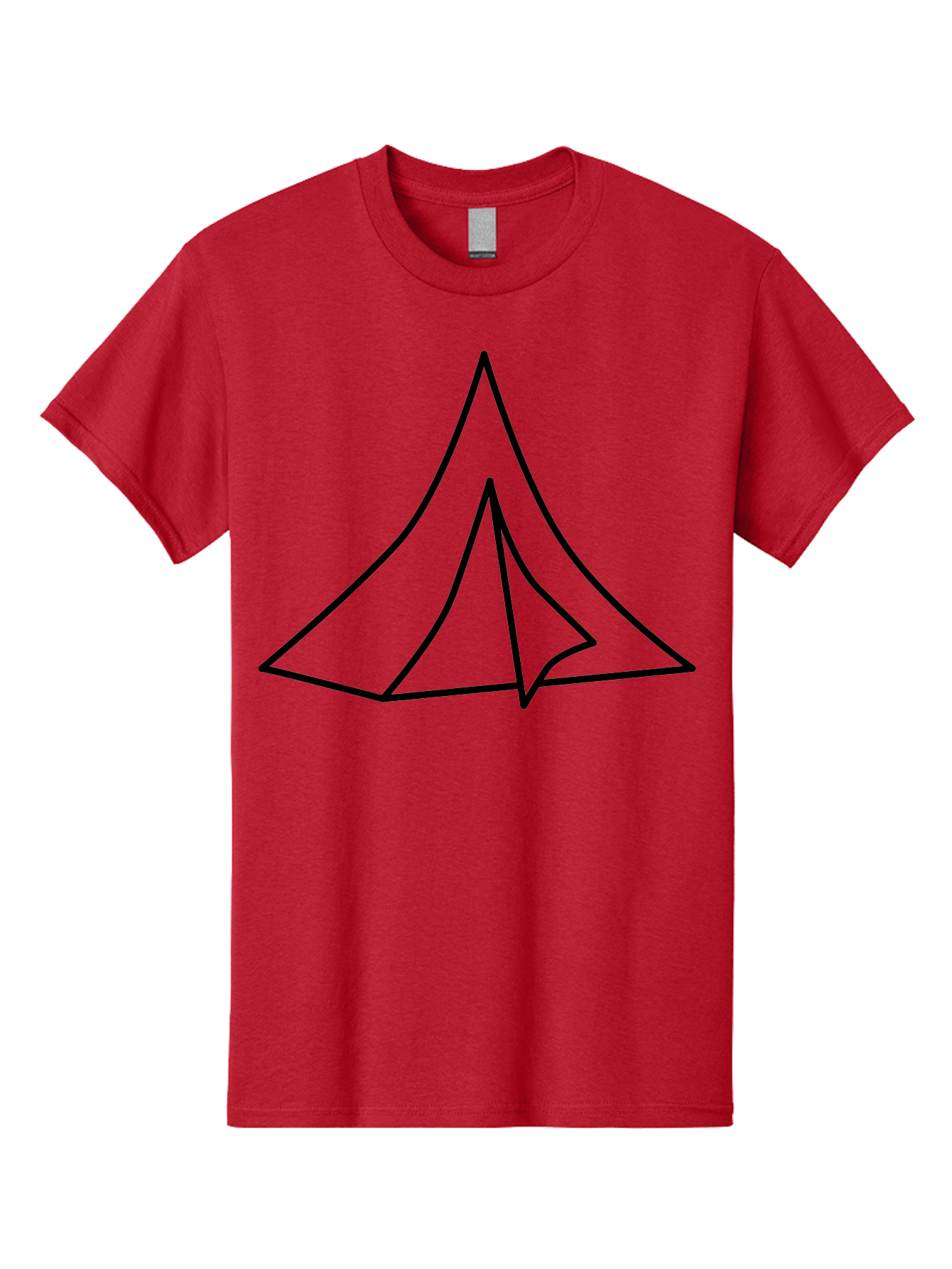 Tent Men'S Graphic Tee, 100% Cotton, Comfortable Casual Summer Wear, Machine Washable, Simple Tent Illustration, Camping Symbol, Minimalist Design, Black Outline, Geometric Shapes, Triangular Form, Outdoor Adventure -  Aaa218