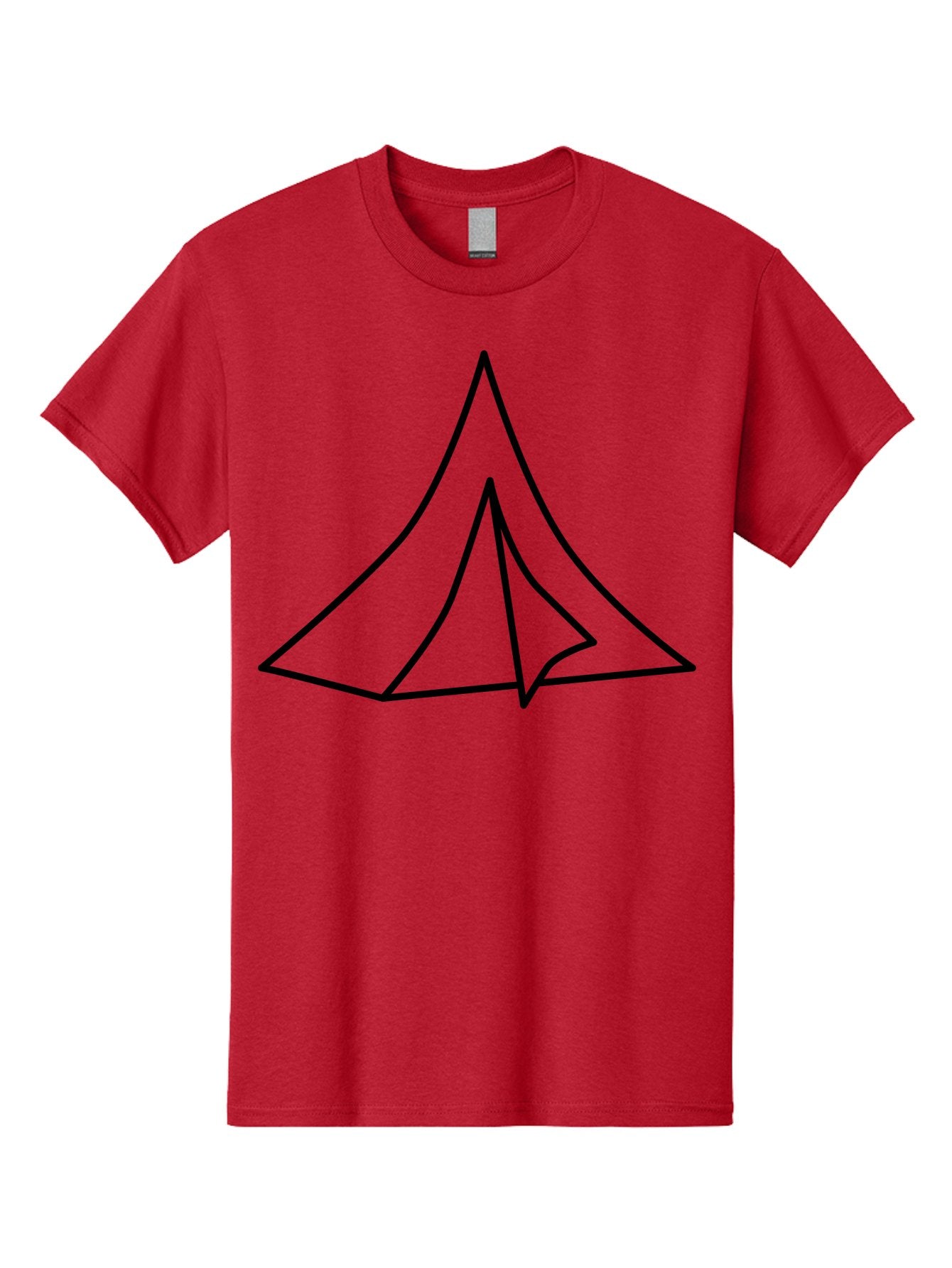 Tent Men'S Graphic Tee, 100% Cotton, Comfortable Casual Summer Wear, Machine Washable, Simple Tent Illustration, Camping Symbol, Minimalist Design, Black Outline, Geometric Shapes, Triangular Form, Outdoor Adventure -  Aaa218 5