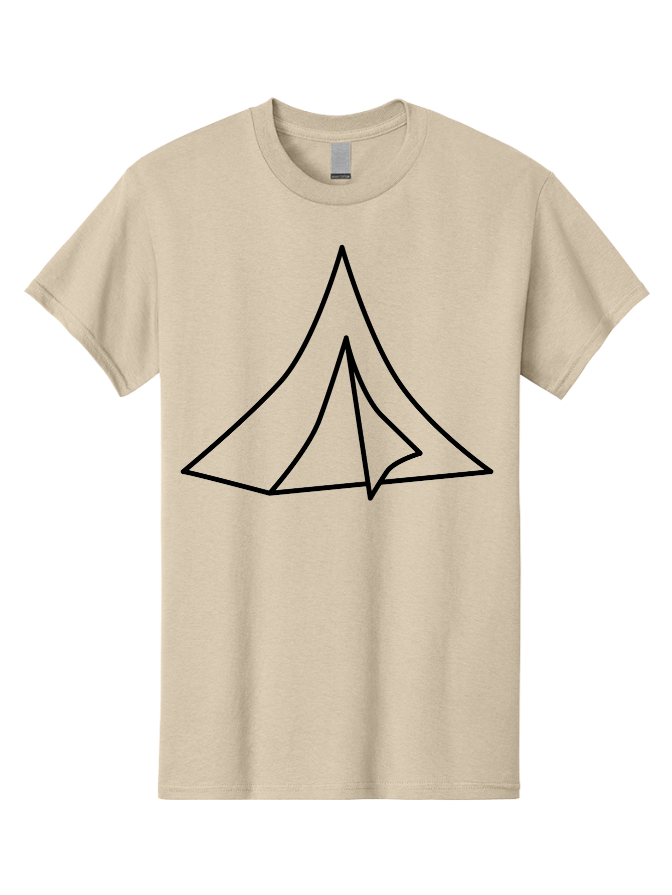 Tent Men'S Graphic Tee, 100% Cotton, Comfortable Casual Summer Wear, Machine Washable, Simple Tent Illustration, Camping Symbol, Minimalist Design, Black Outline, Geometric Shapes, Triangular Form, Outdoor Adventure -  Aaa218 27