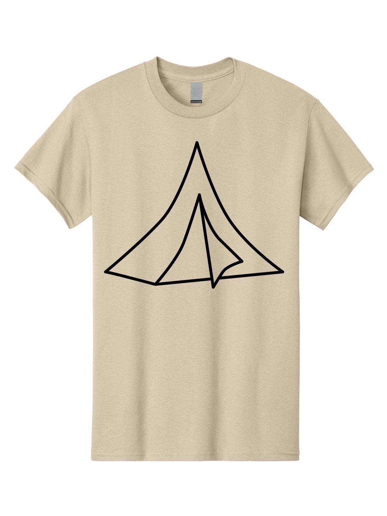 Tent Men'S Graphic Tee, 100% Cotton, Comfortable Casual Summer Wear, Machine Washable, Simple Tent Illustration, Camping Symbol, Minimalist Design, Black Outline, Geometric Shapes, Triangular Form, Outdoor Adventure -  Aaa218 25