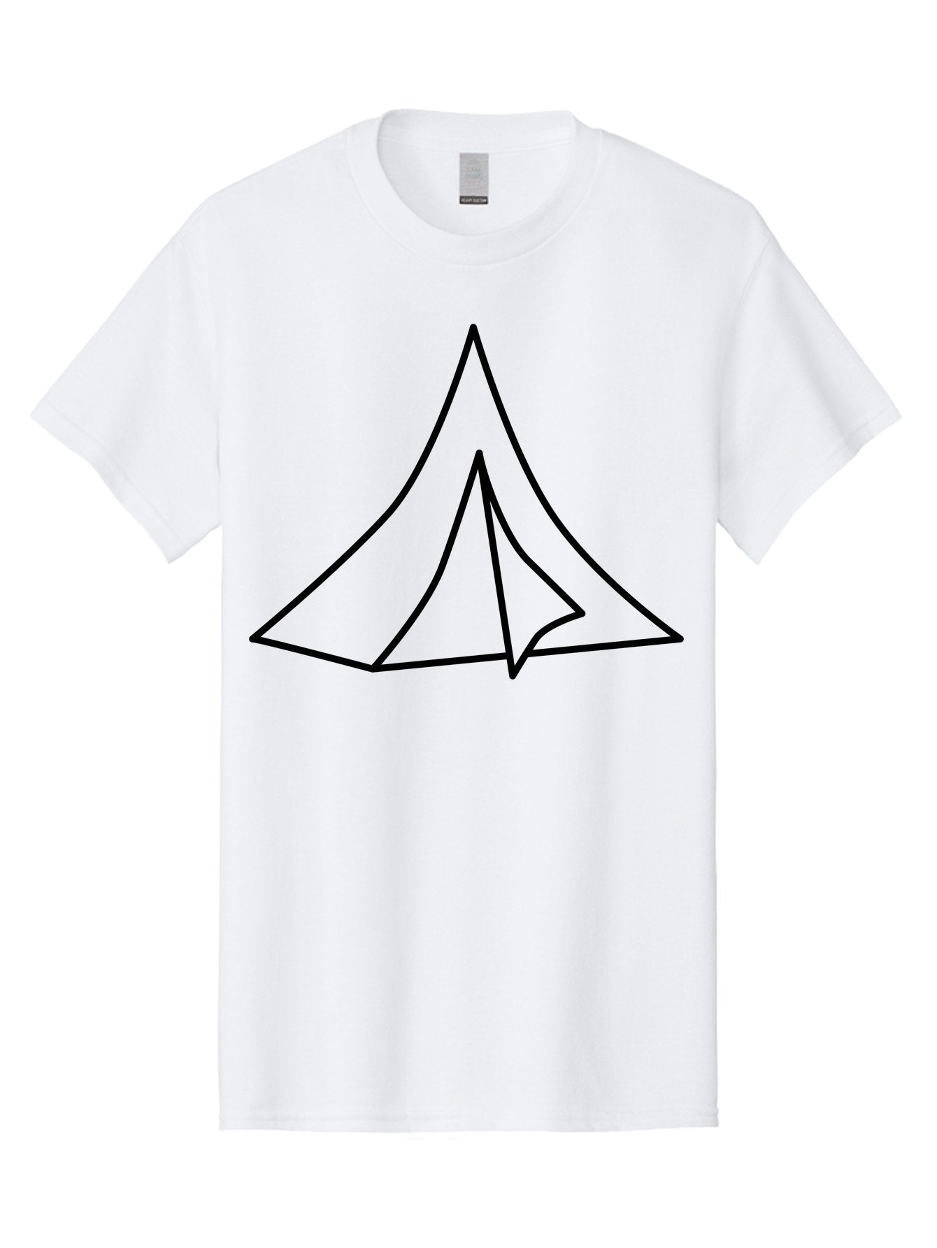 Tent Men'S Graphic Tee, 100% Cotton, Comfortable Casual Summer Wear, Machine Washable, Simple Tent Illustration, Camping Symbol, Minimalist Design, Black Outline, Geometric Shapes, Triangular Form, Outdoor Adventure -  Aaa218 27