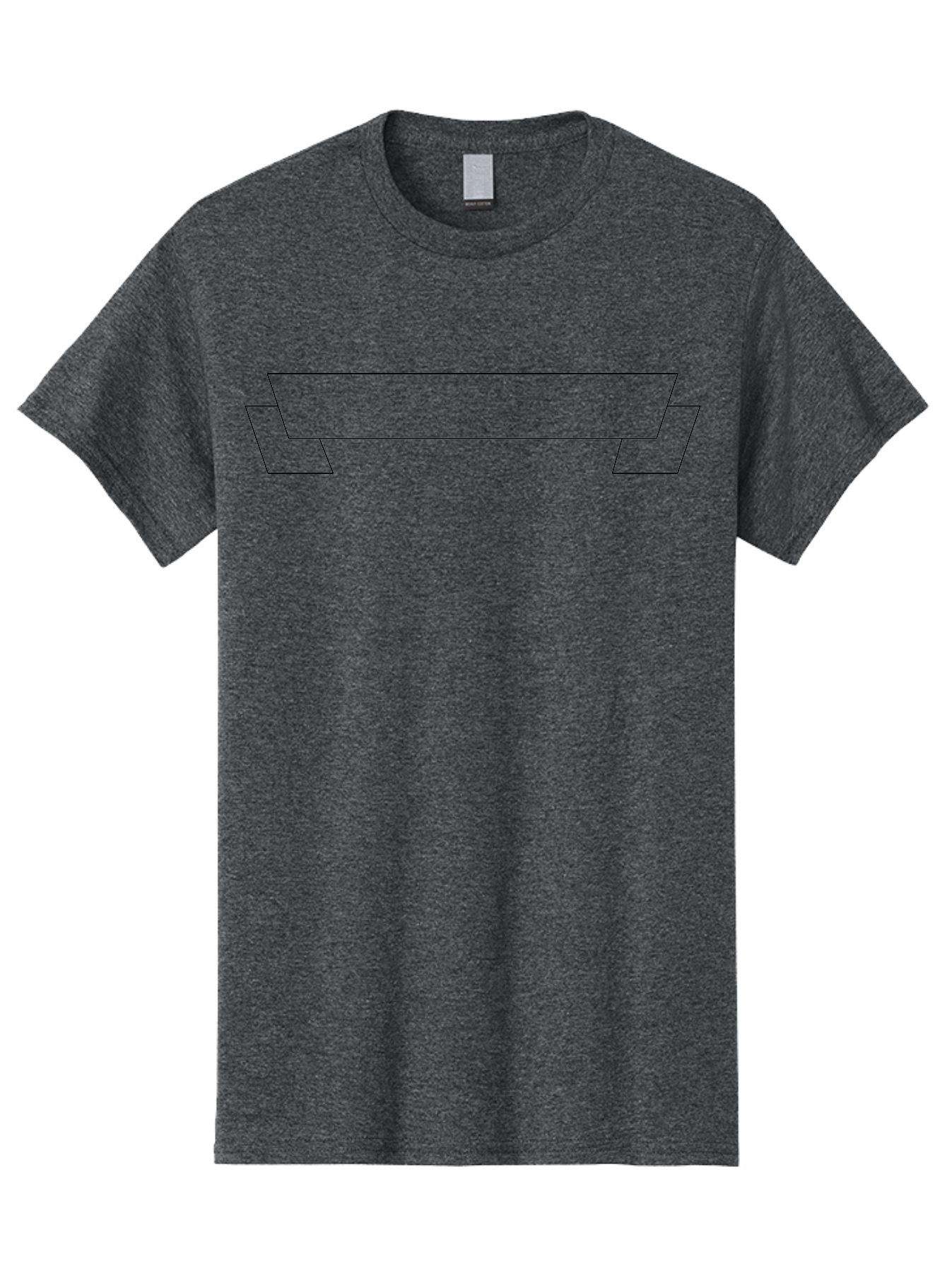 Text-Box Men'S Graphic Tee, 100% Cotton, Comfortable Casual Summer Wear, Machine Washable, Ribbon Banner, Outline Design, Simple Graphics, Minimalist Style, Clean Lines, Modern Aesthetic, Empty Space, Customizable Template -  Aaa220