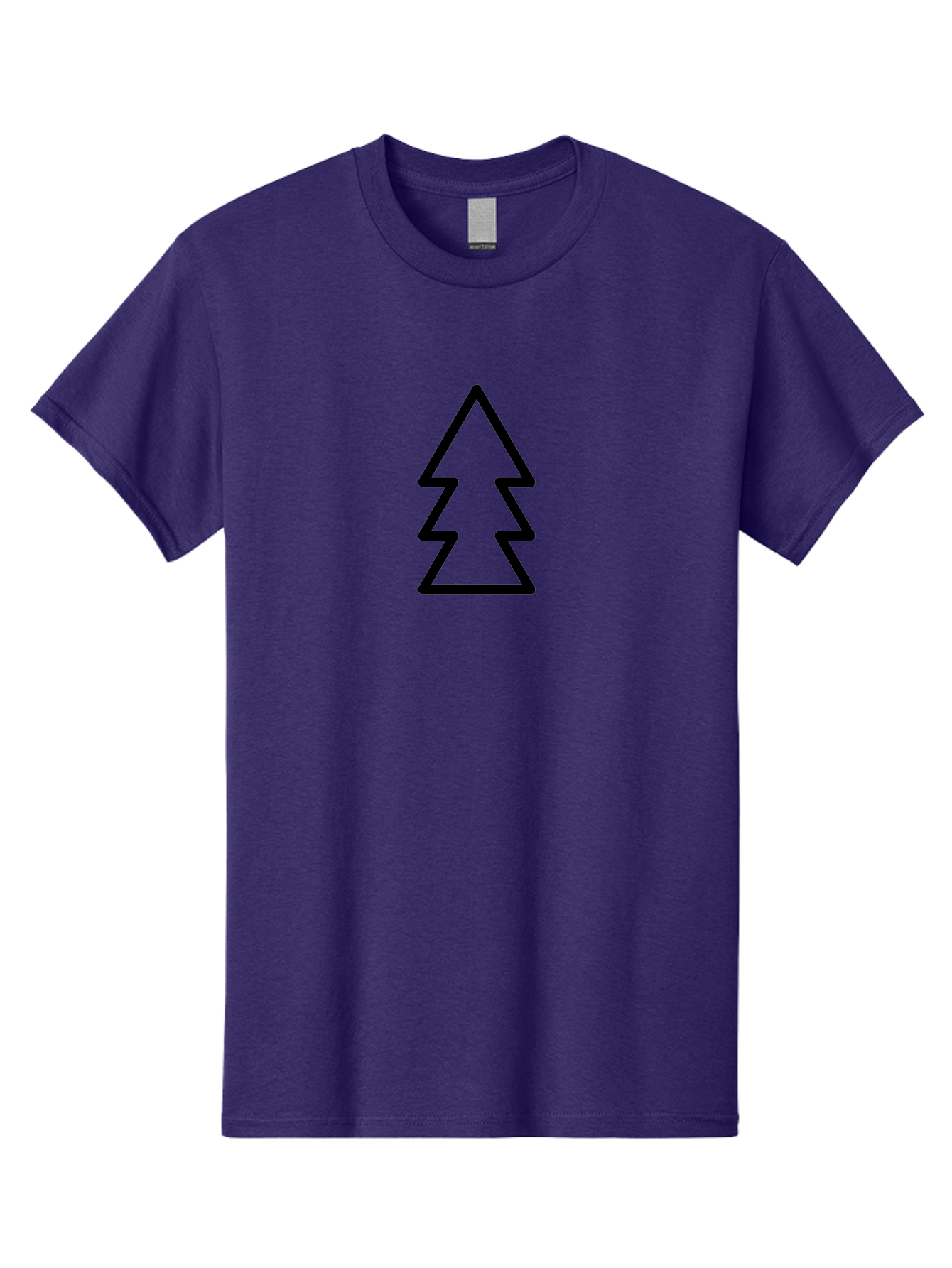 Tree-Logo Men'S Graphic Tee, 100% Cotton, Comfortable Casual Summer Wear, Machine Washable, Christmas Tree, Festive Symbol, Holiday Icon, Simple Design, Minimalist Art, Black Outline, Winter Theme -  Aaa222