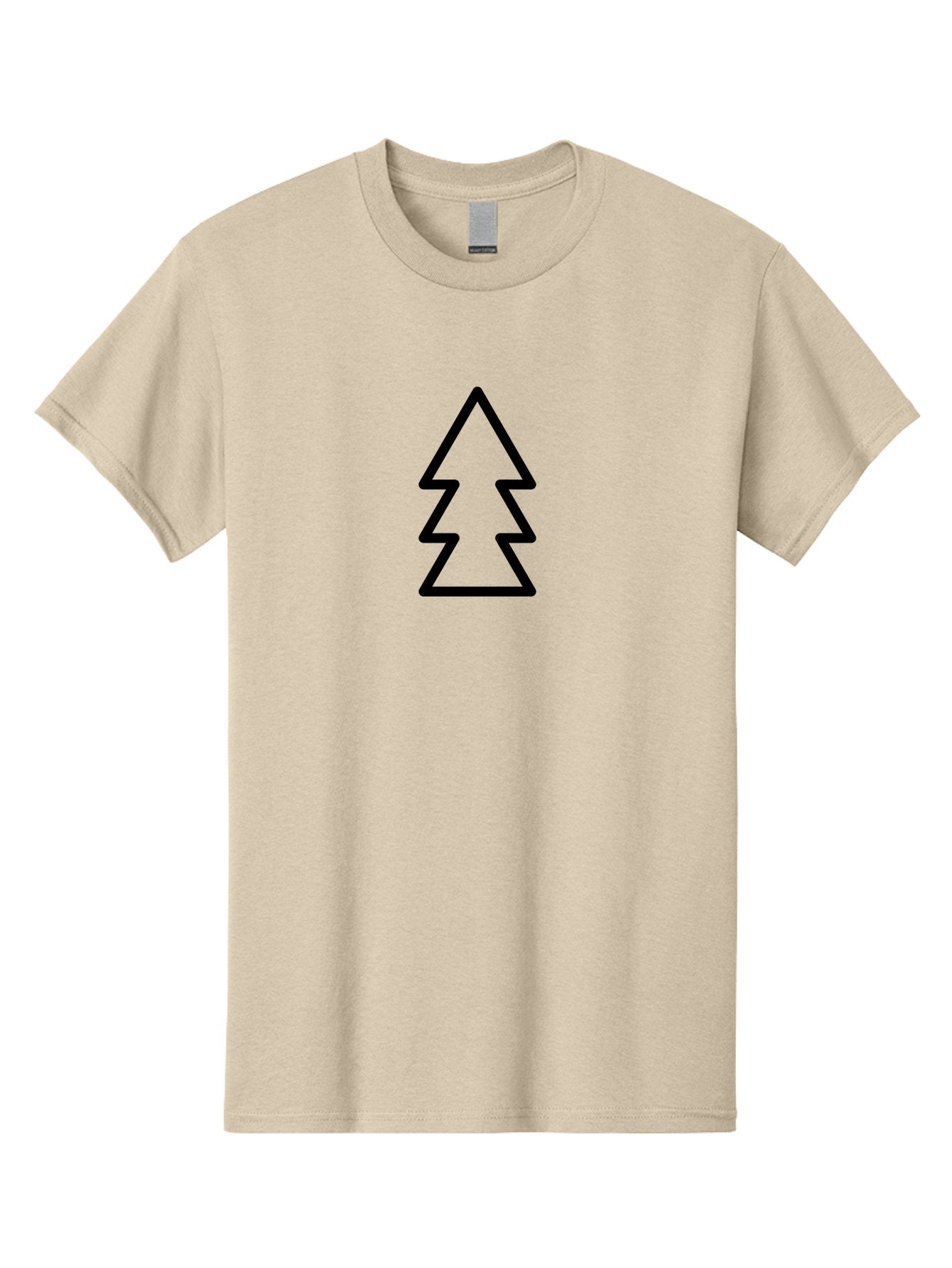Tree-Logo Men'S Graphic Tee, 100% Cotton, Comfortable Casual Summer Wear, Machine Washable, Christmas Tree, Festive Symbol, Holiday Icon, Simple Design, Minimalist Art, Black Outline, Winter Theme -  Aaa222 7