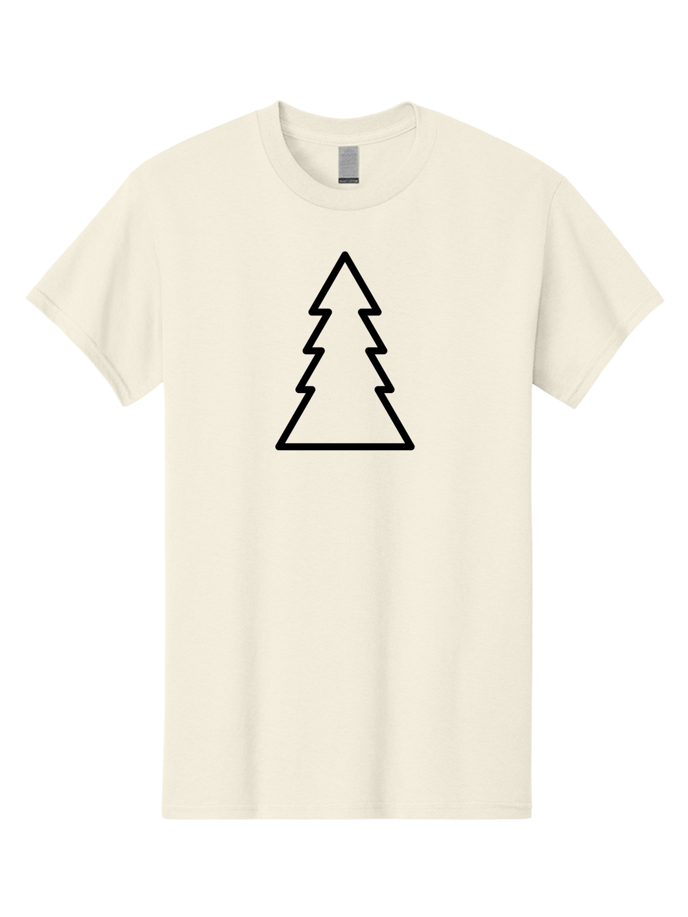 Tree-Outline Men'S Graphic Tee, 100% Cotton, Comfortable Casual Summer Wear, Machine Washable, Christmas Tree, Tree Outline, Simple Design, Minimalist Art, Black Outline, Festive Symbol, Holiday Decoration, Graphic Icon -  Aaa223