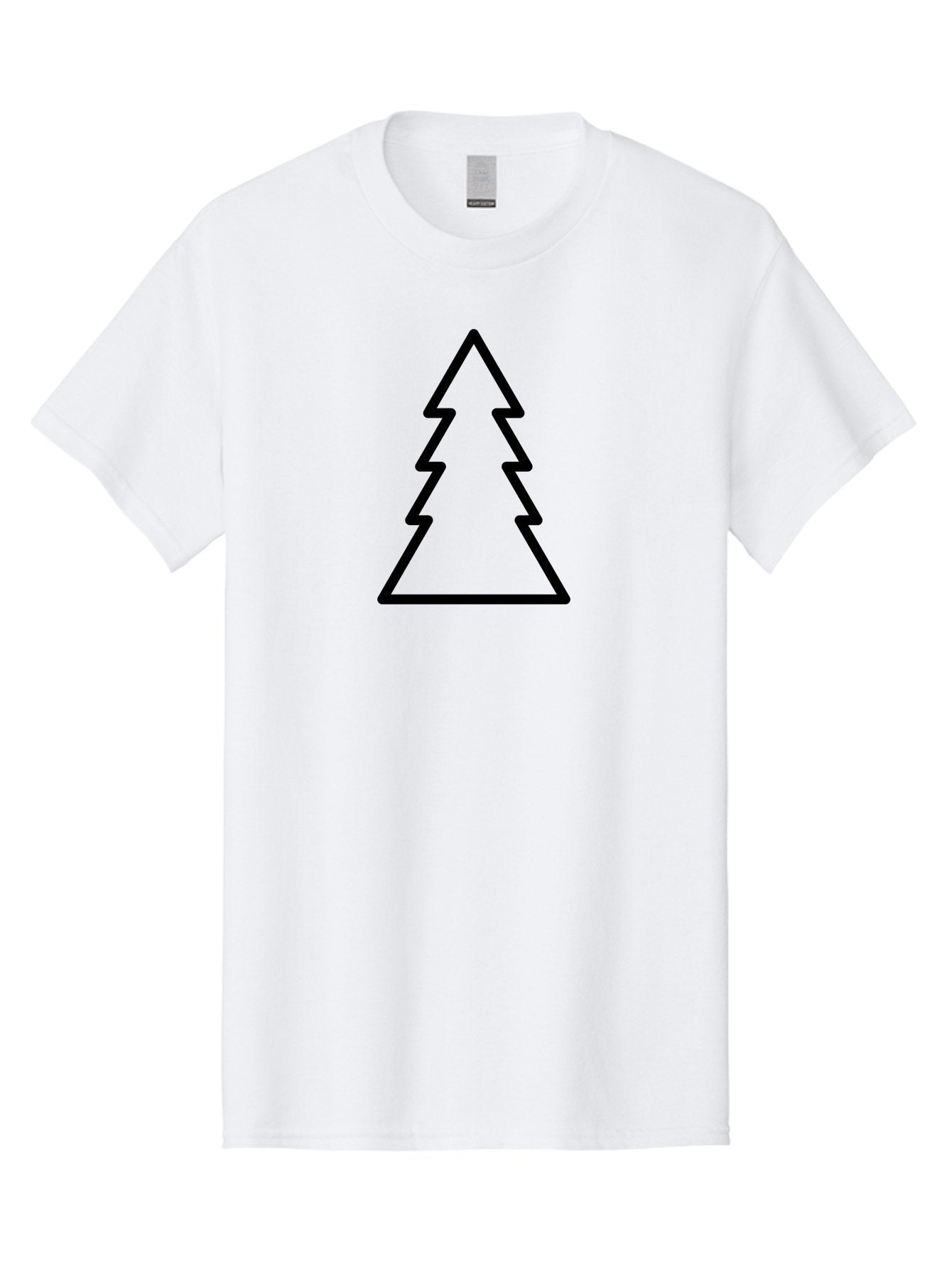 Tree-Outline Men'S Graphic Tee, 100% Cotton, Comfortable Casual Summer Wear, Machine Washable, Christmas Tree, Tree Outline, Simple Design, Minimalist Art, Black Outline, Festive Symbol, Holiday Decoration, Graphic Icon -  Aaa223 27