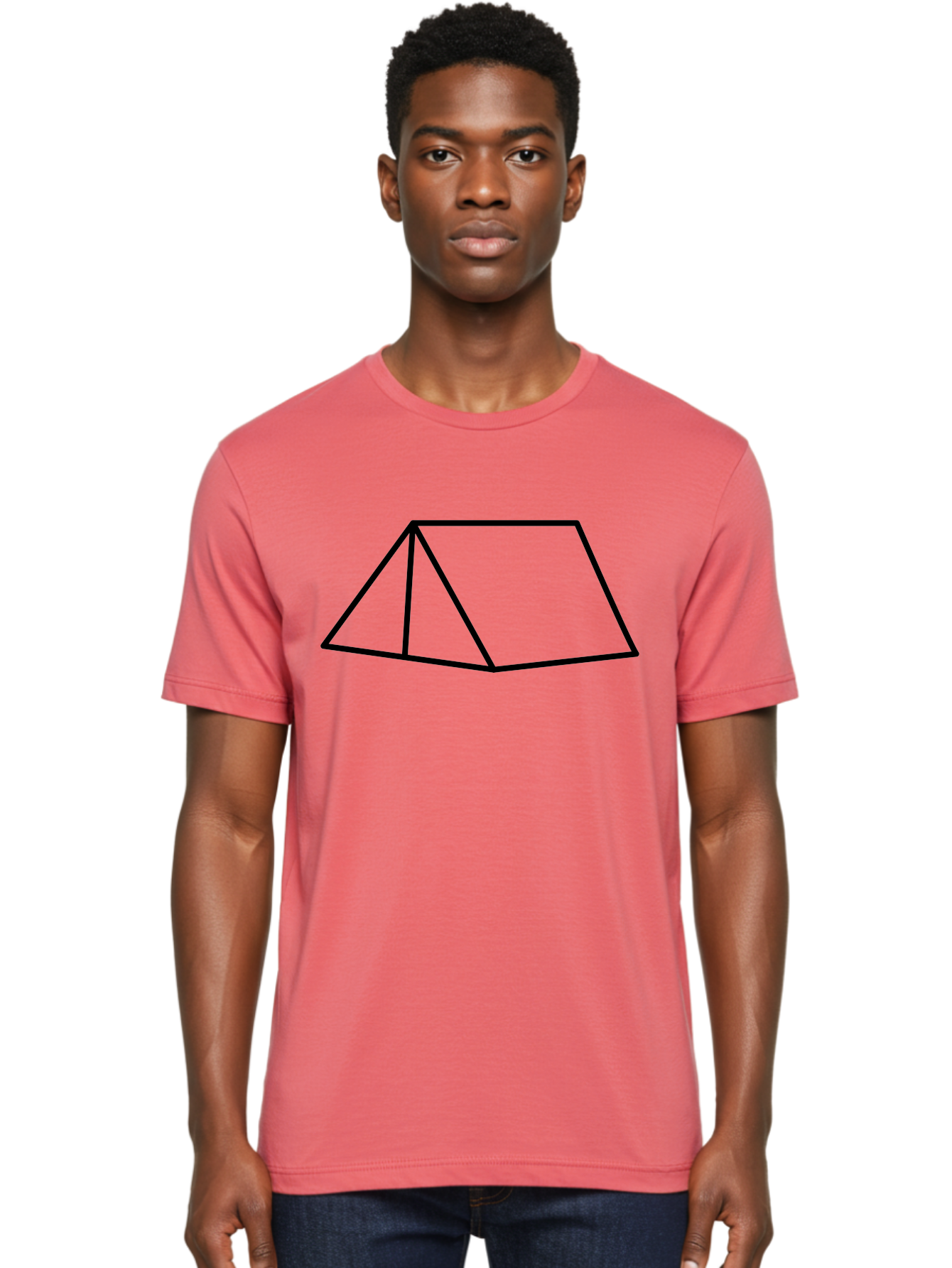 Triangular-Prism Men'S Graphic Tee, 100% Cotton, Comfortable Casual Summer Wear, Machine Washable, Geometric Shape, 3D Figure, Triangular Prism, Simple Design, Black Outline, Minimalist Art, Mathematical Concept, Educational Graphic -  Aaa226
