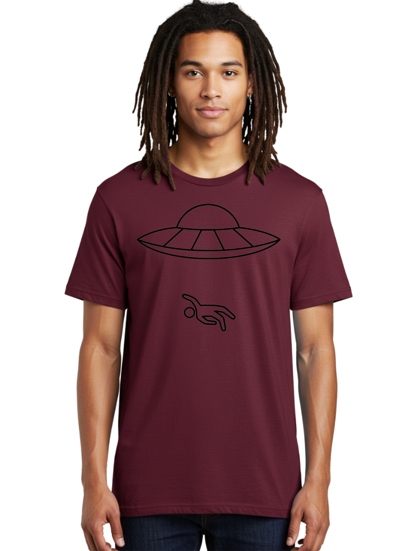 Ufo Men'S Graphic Tee, 100% Cotton, Comfortable Casual Summer Wear, Machine Washable, Ufo Sighting, Alien Encounter, Mysterious Hand, Black Outline, Simple Design, Pop Art Style, Modern Graphic, Minimalist Illustration, Outer Space, -  Aaa227 8