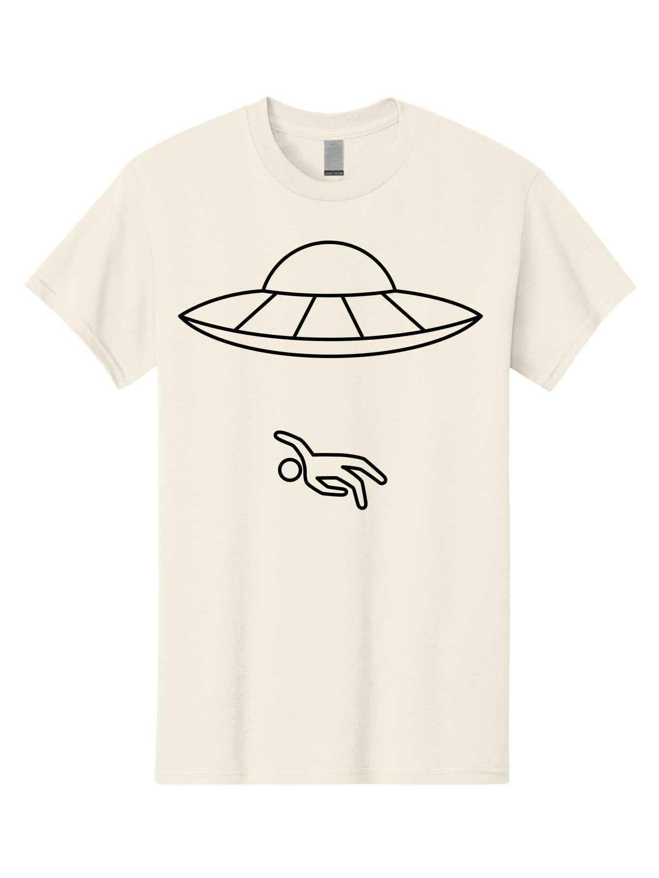 Ufo Men'S Graphic Tee, 100% Cotton, Comfortable Casual Summer Wear, Machine Washable, Ufo Sighting, Alien Encounter, Mysterious Hand, Black Outline, Simple Design, Pop Art Style, Modern Graphic, Minimalist Illustration, Outer Space, -  Aaa227
