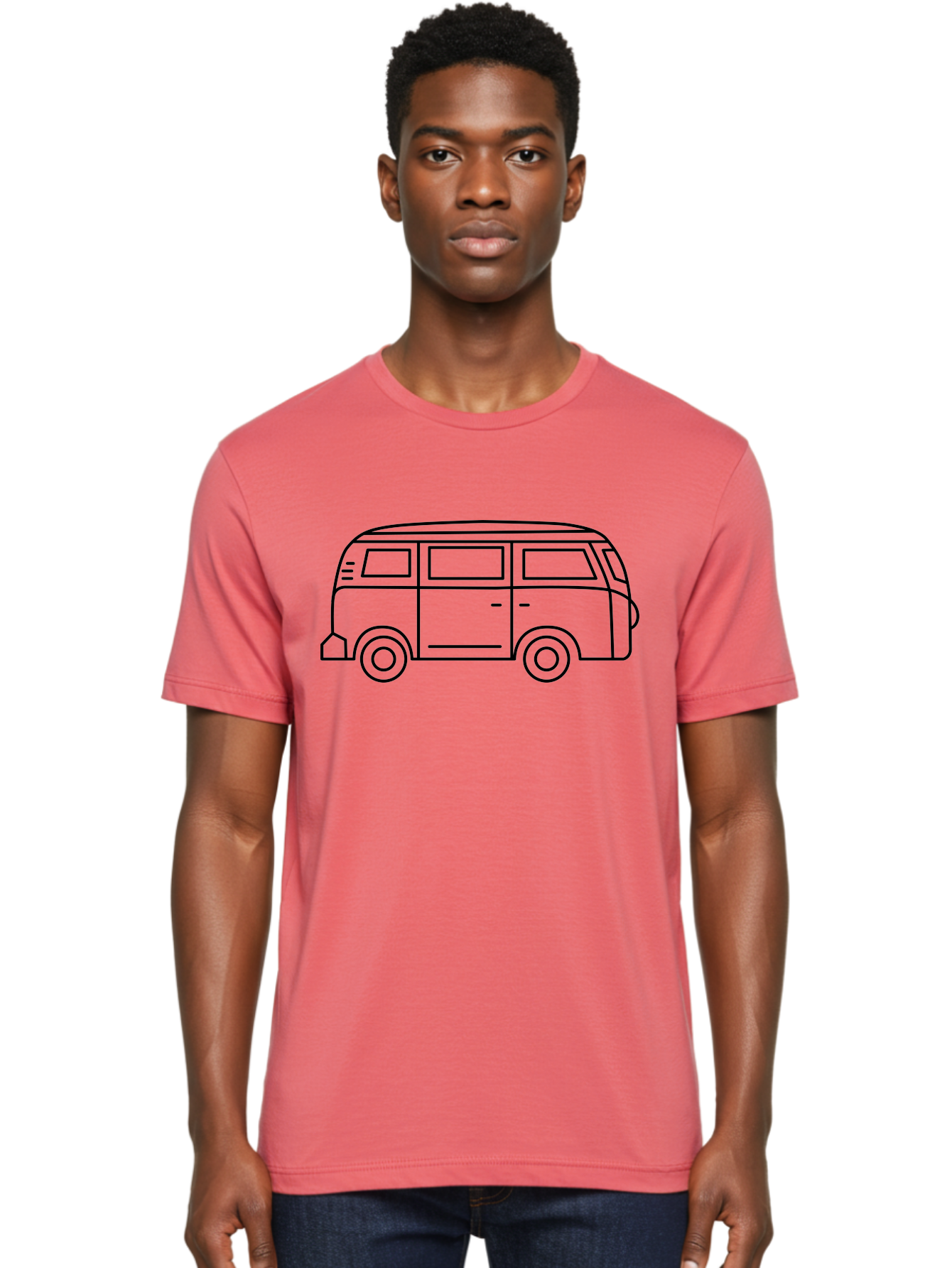 Vw-Bus Men'S Graphic Tee, 100% Cotton, Comfortable Casual Summer Wear, Machine Washable, Classic Vw Bus, Vintage Vehicle, Retro Van, Minimalist Design, Simple Illustration, Modern Graphic, Transportation Icon, Adventure Symbol, -  Aaa228 14