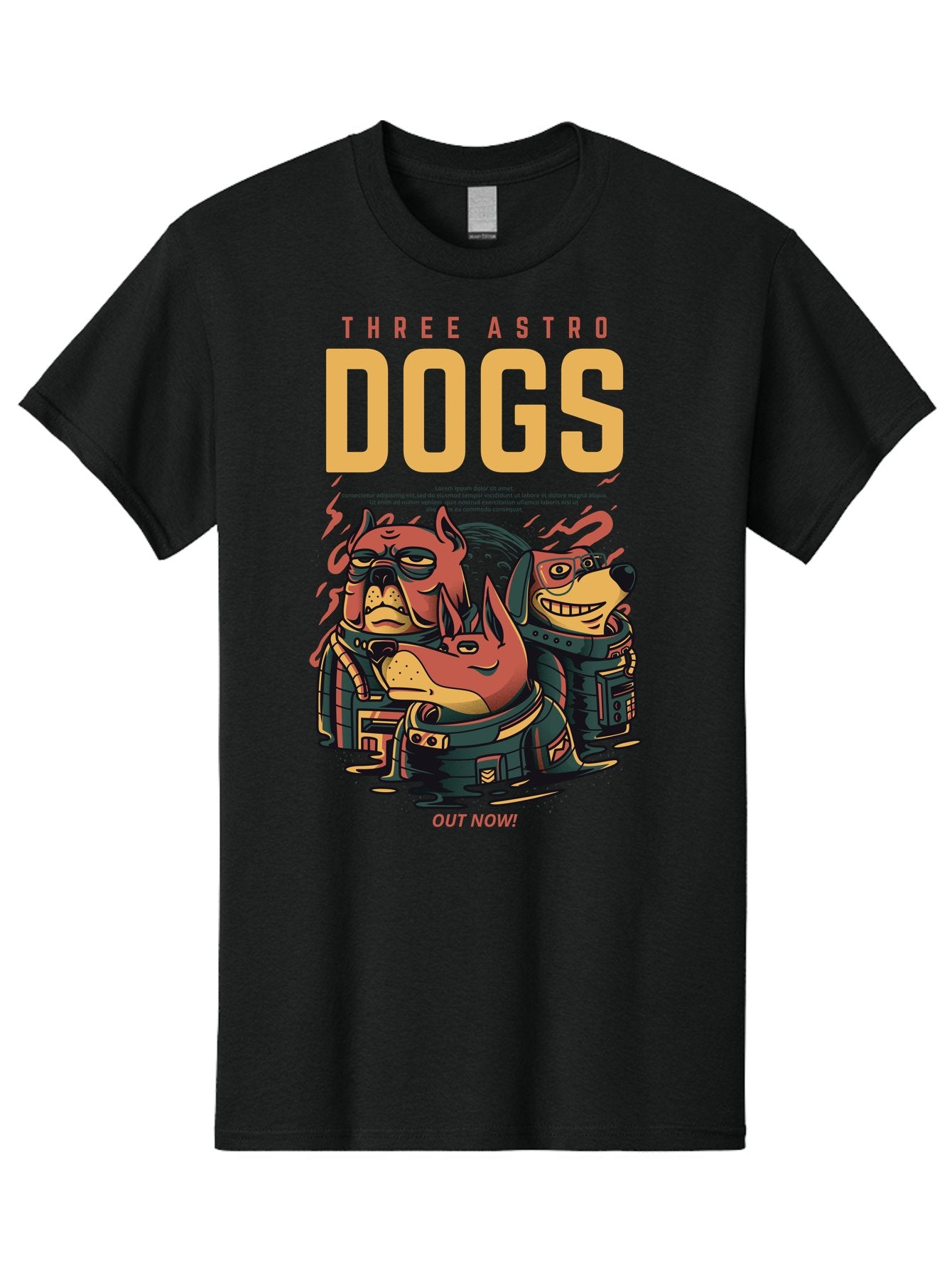 Three-Astronaut-Dogs Men'S Graphic Tee, 100% Cotton, Comfortable Casual Summer Wear, Machine Washable, Astronaut Dogs, Cartoon Characters, Space Adventure, Futuristic Artwork, Robotic Suits, Dog Illustrations, Retro-Futuristic Style, -  Aaa231 9
