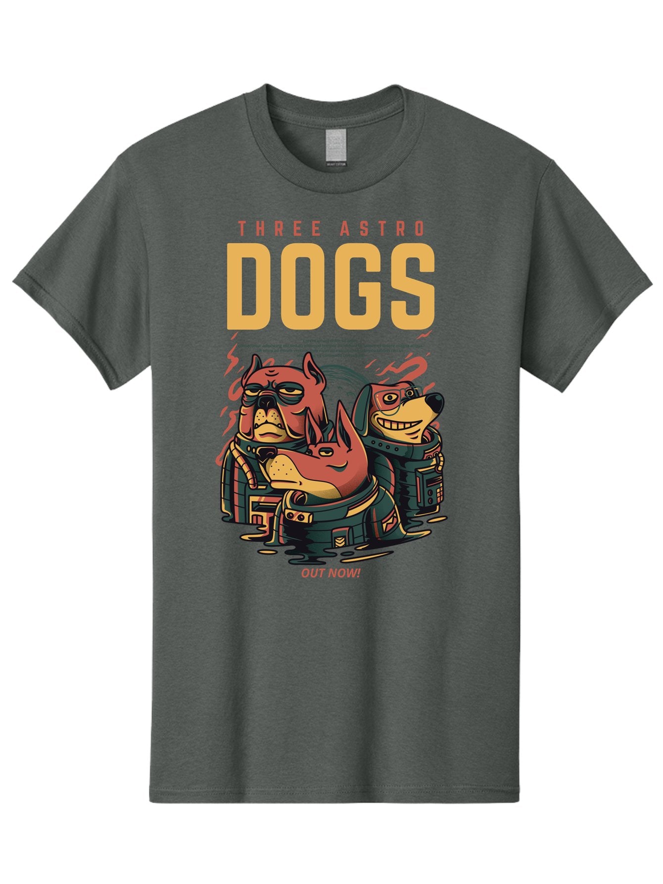 Three-Astronaut-Dogs Men'S Graphic Tee, 100% Cotton, Comfortable Casual Summer Wear, Machine Washable, Astronaut Dogs, Cartoon Characters, Space Adventure, Futuristic Artwork, Robotic Suits, Dog Illustrations, Retro-Futuristic Style, -  Aaa231 3