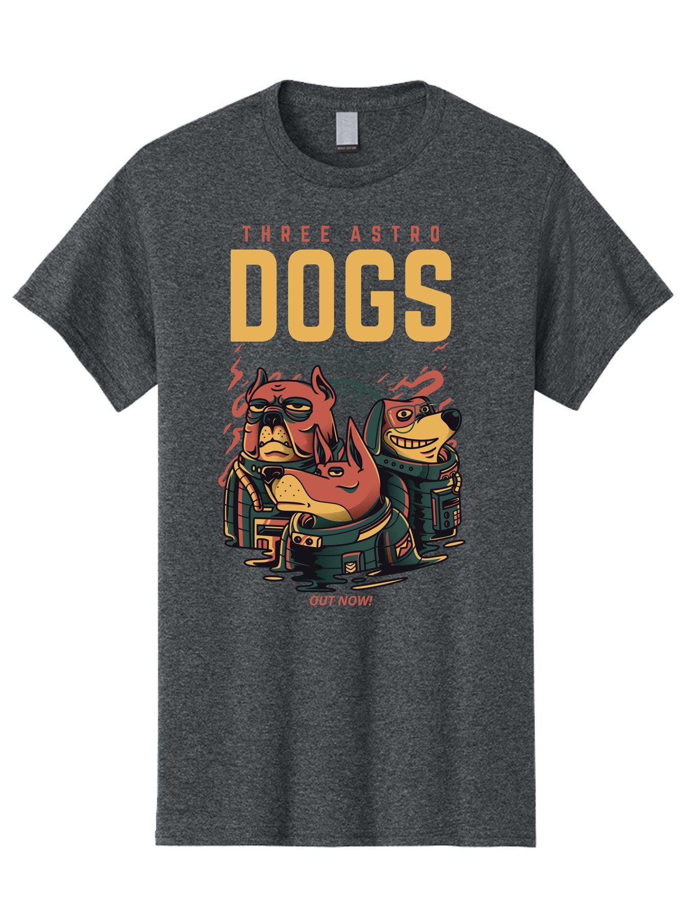 Three-Astronaut-Dogs Men'S Graphic Tee, 100% Cotton, Comfortable Casual Summer Wear, Machine Washable, Astronaut Dogs, Cartoon Characters, Space Adventure, Futuristic Artwork, Robotic Suits, Dog Illustrations, Retro-Futuristic Style, -  Aaa231 11