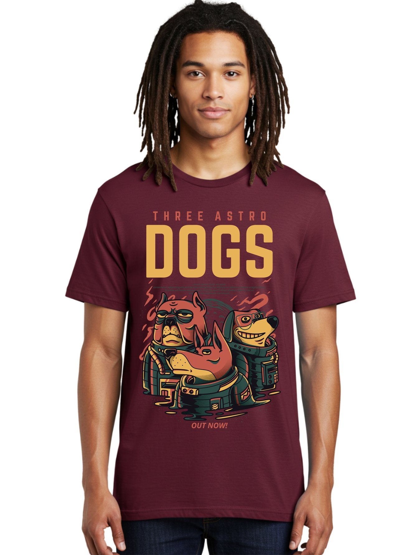 Three-Astronaut-Dogs Men'S Graphic Tee, 100% Cotton, Comfortable Casual Summer Wear, Machine Washable, Astronaut Dogs, Cartoon Characters, Space Adventure, Futuristic Artwork, Robotic Suits, Dog Illustrations, Retro-Futuristic Style, -  Aaa231 14