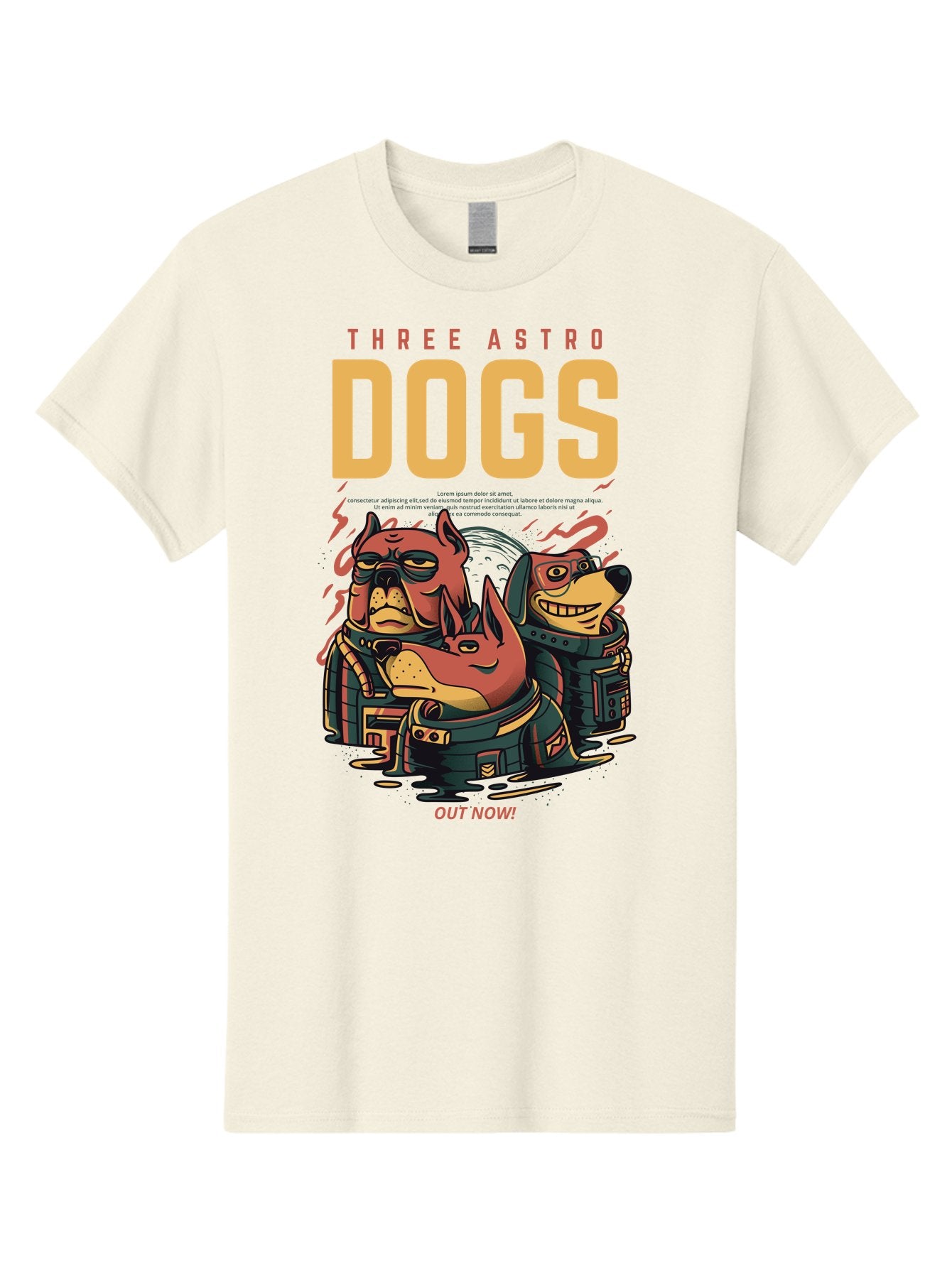 Three-Astronaut-Dogs Men'S Graphic Tee, 100% Cotton, Comfortable Casual Summer Wear, Machine Washable, Astronaut Dogs, Cartoon Characters, Space Adventure, Futuristic Artwork, Robotic Suits, Dog Illustrations, Retro-Futuristic Style, -  Aaa231