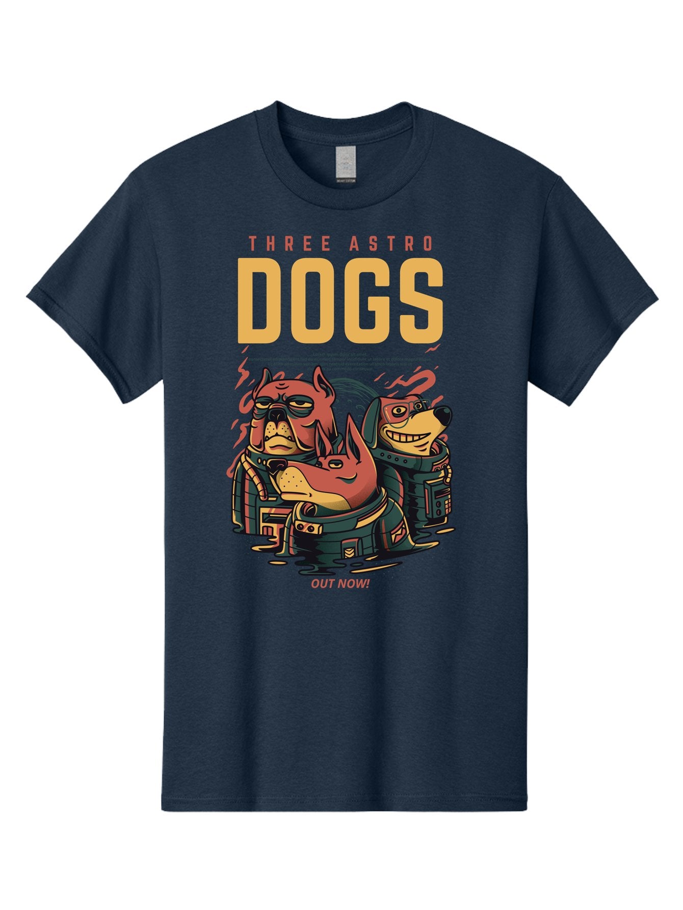 Three-Astronaut-Dogs Men'S Graphic Tee, 100% Cotton, Comfortable Casual Summer Wear, Machine Washable, Astronaut Dogs, Cartoon Characters, Space Adventure, Futuristic Artwork, Robotic Suits, Dog Illustrations, Retro-Futuristic Style, -  Aaa231 19