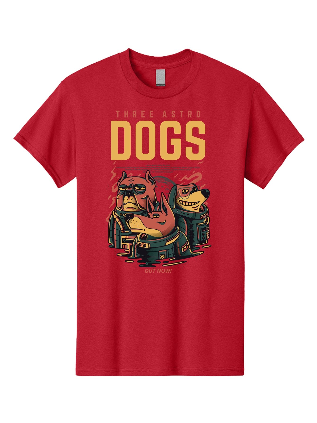 Three-Astronaut-Dogs Men'S Graphic Tee, 100% Cotton, Comfortable Casual Summer Wear, Machine Washable, Astronaut Dogs, Cartoon Characters, Space Adventure, Futuristic Artwork, Robotic Suits, Dog Illustrations, Retro-Futuristic Style, -  Aaa231 27