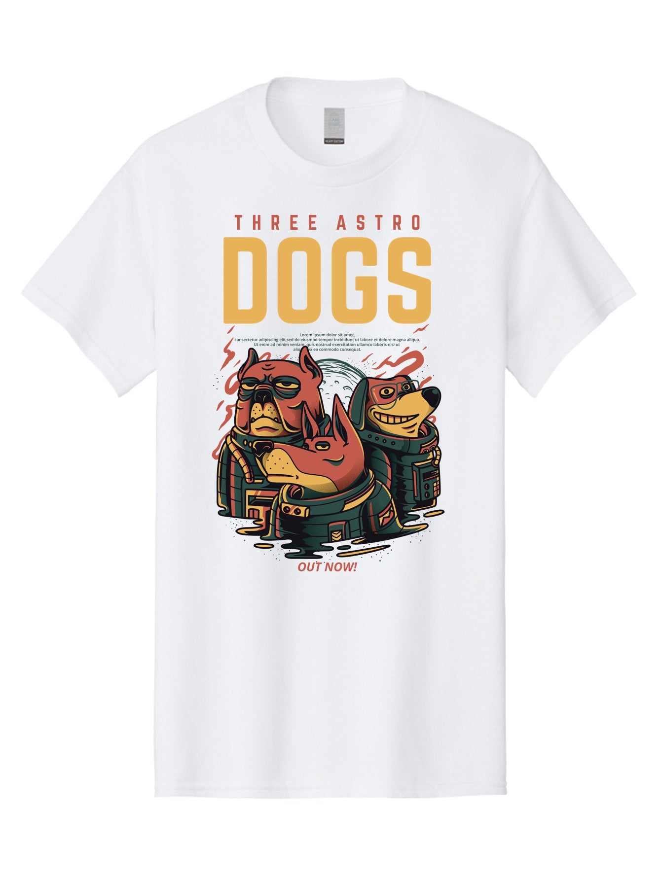 Three-Astronaut-Dogs Men'S Graphic Tee, 100% Cotton, Comfortable Casual Summer Wear, Machine Washable, Astronaut Dogs, Cartoon Characters, Space Adventure, Futuristic Artwork, Robotic Suits, Dog Illustrations, Retro-Futuristic Style, -  Aaa231 17