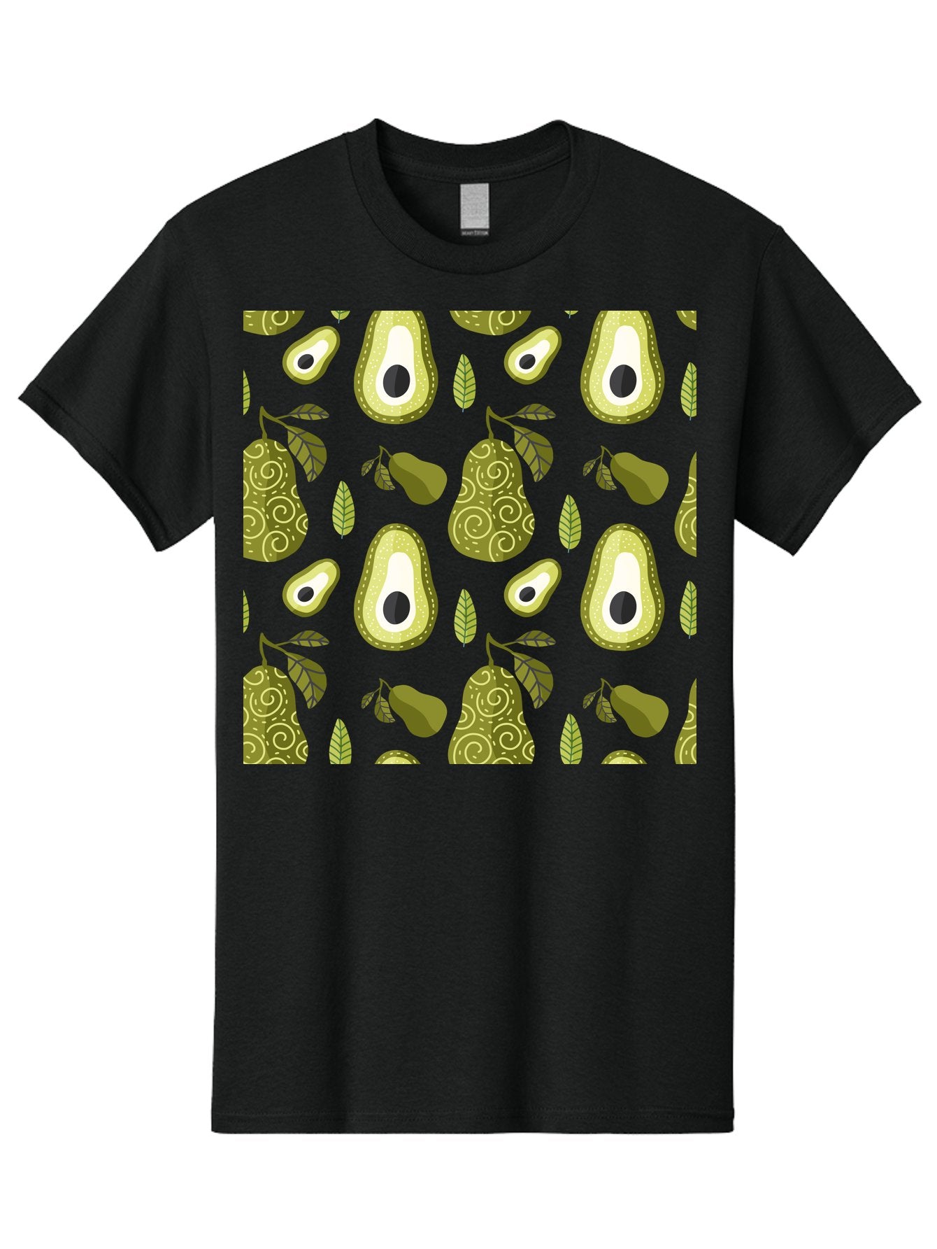 Avocado-Pattern Men'S Graphic Tee, 100% Cotton, Comfortable Casual Summer Wear, Machine Washable, Avocado Pattern, Half Avocados, Whole Avocados, Leaves, Swirls, Food Illustration, Healthy Eating, Organic Produce, Kitchen Decor, -  Aaa232 3