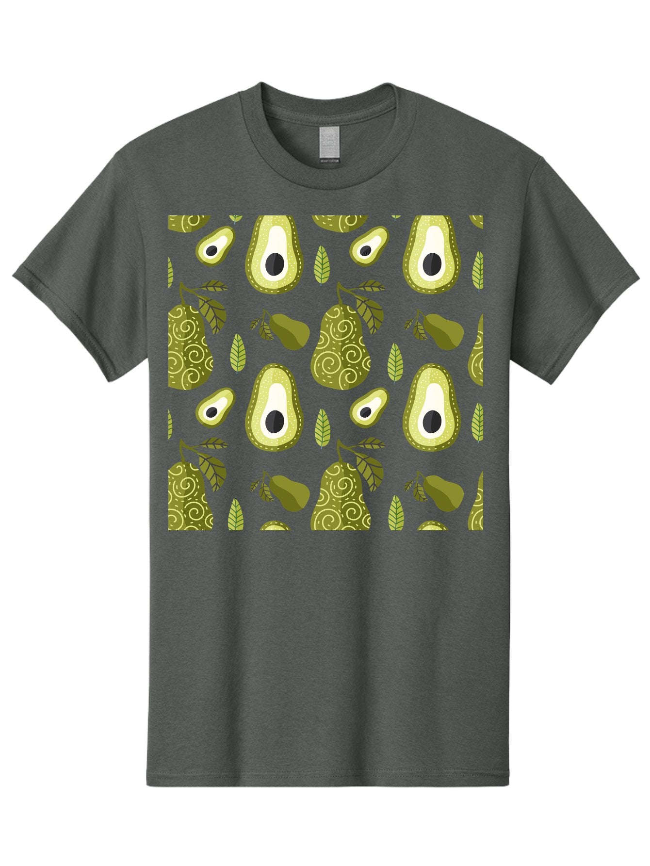 Avocado-Pattern Men'S Graphic Tee, 100% Cotton, Comfortable Casual Summer Wear, Machine Washable, Avocado Pattern, Half Avocados, Whole Avocados, Leaves, Swirls, Food Illustration, Healthy Eating, Organic Produce, Kitchen Decor, -  Aaa232 17