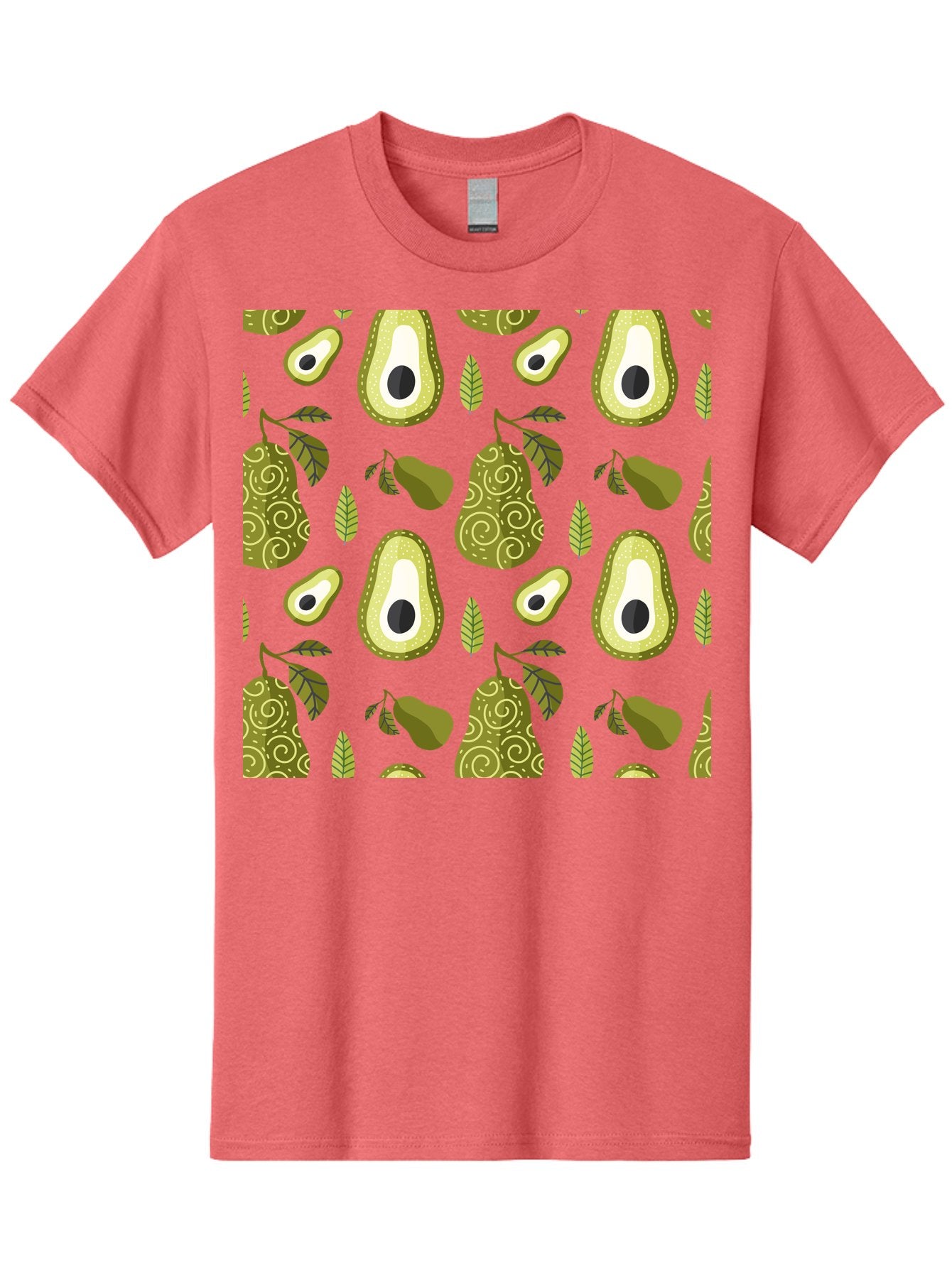 Avocado-Pattern Men'S Graphic Tee, 100% Cotton, Comfortable Casual Summer Wear, Machine Washable, Avocado Pattern, Half Avocados, Whole Avocados, Leaves, Swirls, Food Illustration, Healthy Eating, Organic Produce, Kitchen Decor, -  Aaa232 13