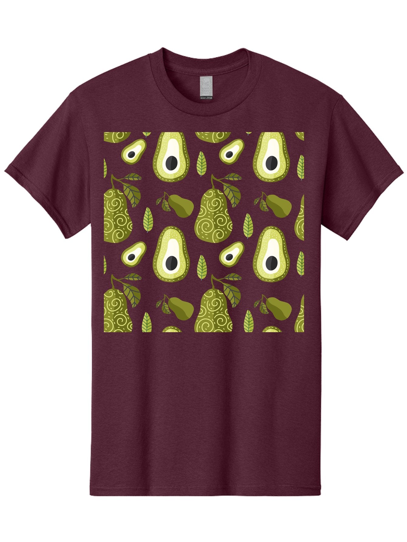 Avocado-Pattern Men'S Graphic Tee, 100% Cotton, Comfortable Casual Summer Wear, Machine Washable, Avocado Pattern, Half Avocados, Whole Avocados, Leaves, Swirls, Food Illustration, Healthy Eating, Organic Produce, Kitchen Decor, -  Aaa232 19