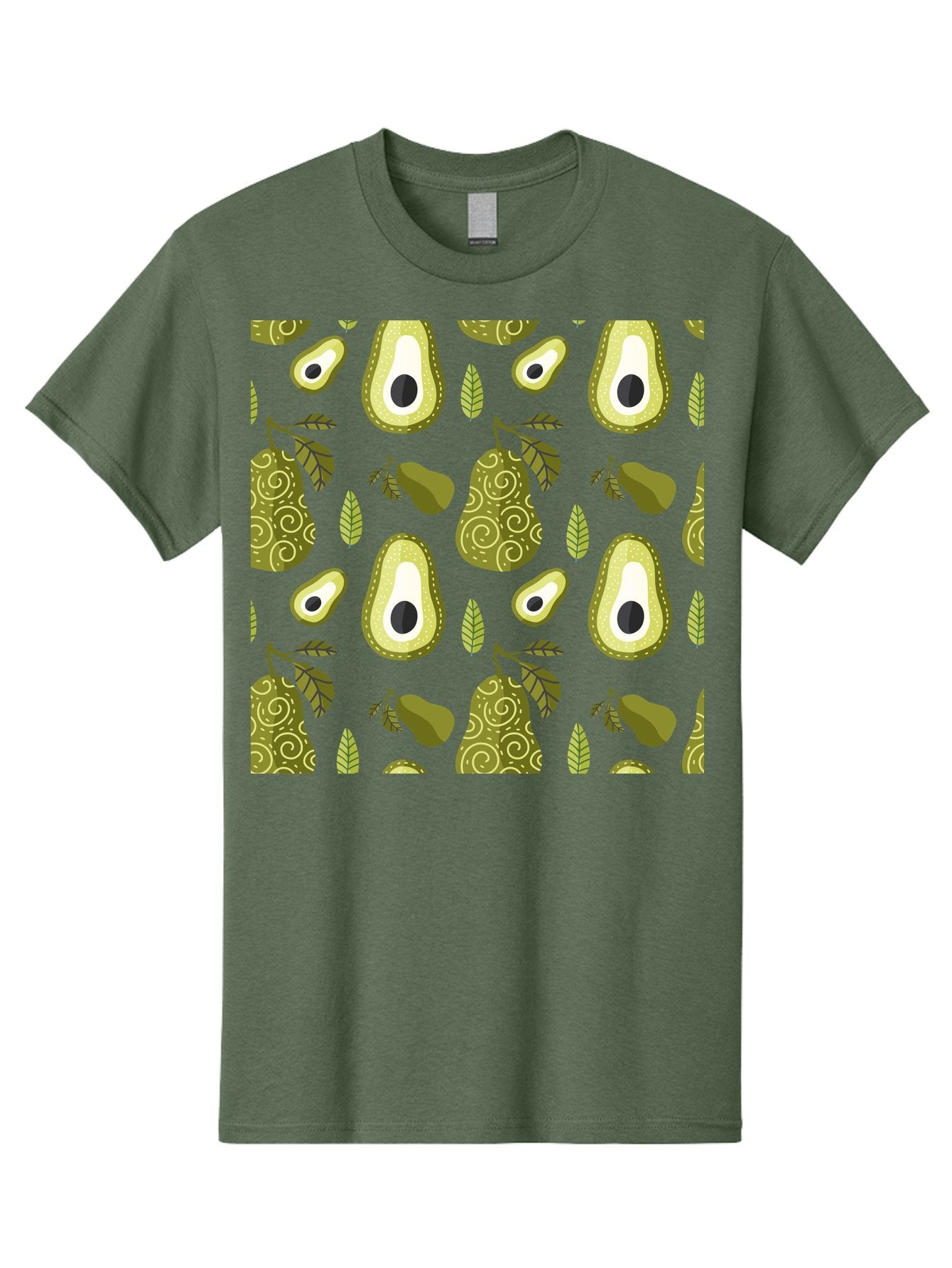 Avocado-Pattern Men'S Graphic Tee, 100% Cotton, Comfortable Casual Summer Wear, Machine Washable, Avocado Pattern, Half Avocados, Whole Avocados, Leaves, Swirls, Food Illustration, Healthy Eating, Organic Produce, Kitchen Decor, -  Aaa232 15