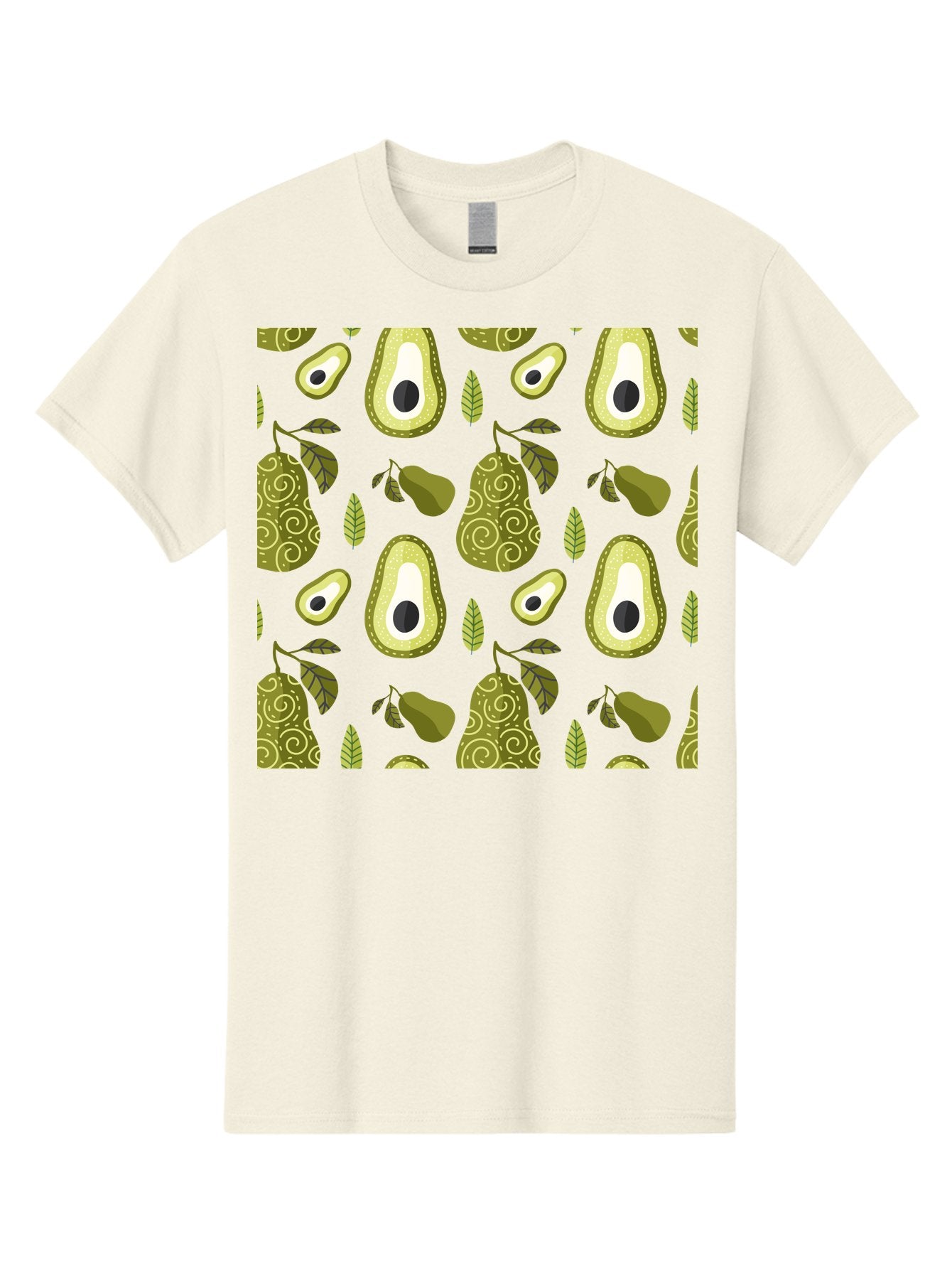Avocado-Pattern Men'S Graphic Tee, 100% Cotton, Comfortable Casual Summer Wear, Machine Washable, Avocado Pattern, Half Avocados, Whole Avocados, Leaves, Swirls, Food Illustration, Healthy Eating, Organic Produce, Kitchen Decor, -  Aaa232 5