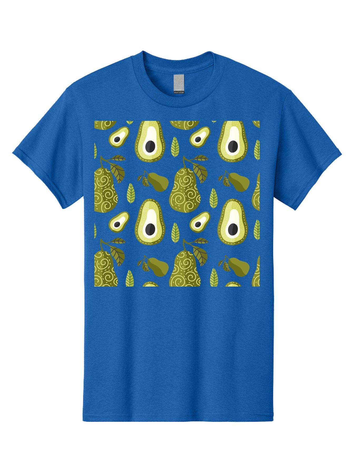Avocado-Pattern Men'S Graphic Tee, 100% Cotton, Comfortable Casual Summer Wear, Machine Washable, Avocado Pattern, Half Avocados, Whole Avocados, Leaves, Swirls, Food Illustration, Healthy Eating, Organic Produce, Kitchen Decor, -  Aaa232 11