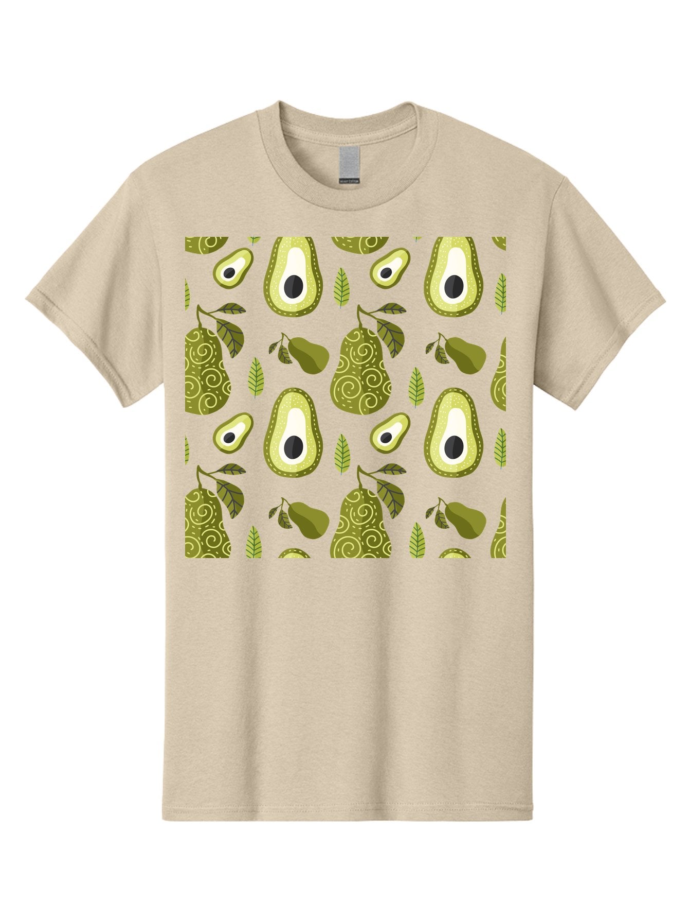 Avocado-Pattern Men'S Graphic Tee, 100% Cotton, Comfortable Casual Summer Wear, Machine Washable, Avocado Pattern, Half Avocados, Whole Avocados, Leaves, Swirls, Food Illustration, Healthy Eating, Organic Produce, Kitchen Decor, -  Aaa232 29