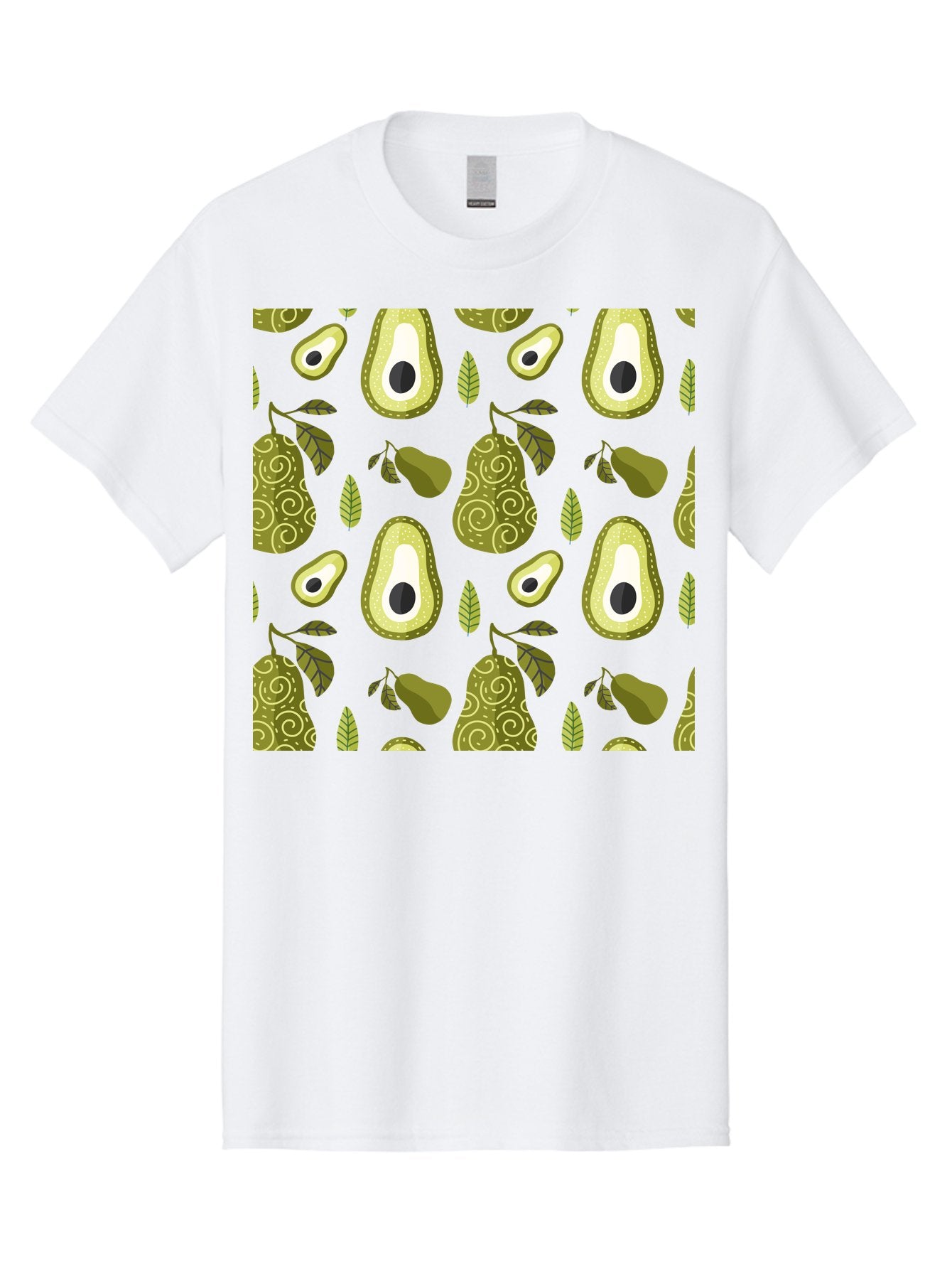 Avocado-Pattern Men'S Graphic Tee, 100% Cotton, Comfortable Casual Summer Wear, Machine Washable, Avocado Pattern, Half Avocados, Whole Avocados, Leaves, Swirls, Food Illustration, Healthy Eating, Organic Produce, Kitchen Decor, -  Aaa232 7
