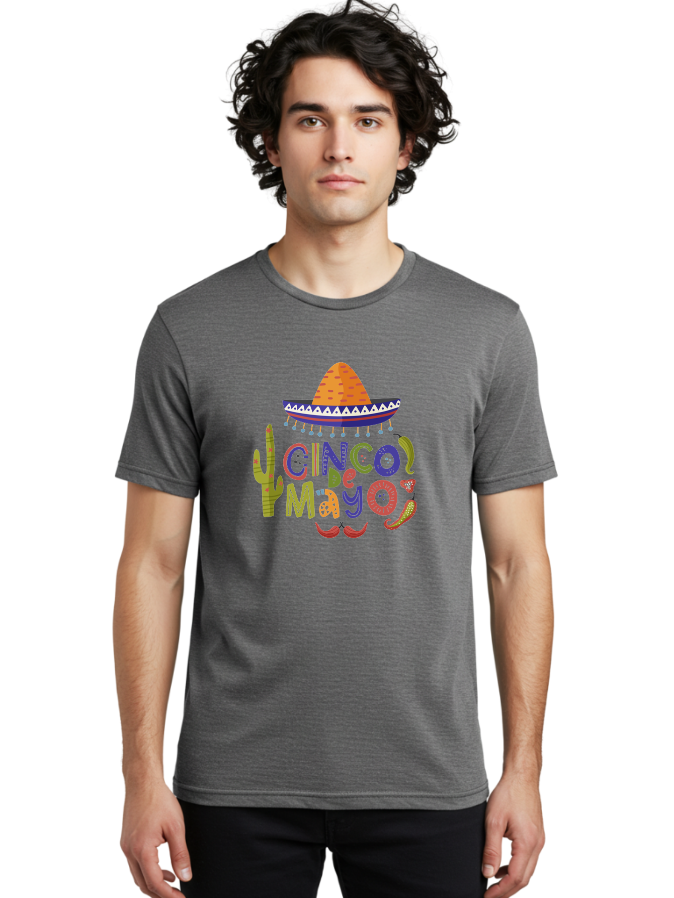 Cinco-De-Mayo-1 Men'S Graphic Tee, 100% Cotton, Comfortable Casual Summer Wear, Machine Washable, Cinco De Mayo, Sombrero, Chili Peppers, Cactus, Festive Design, Vibrant Colors, Mexican Heritage, Cultural Celebration, Fiesta Theme, -  Aaa233