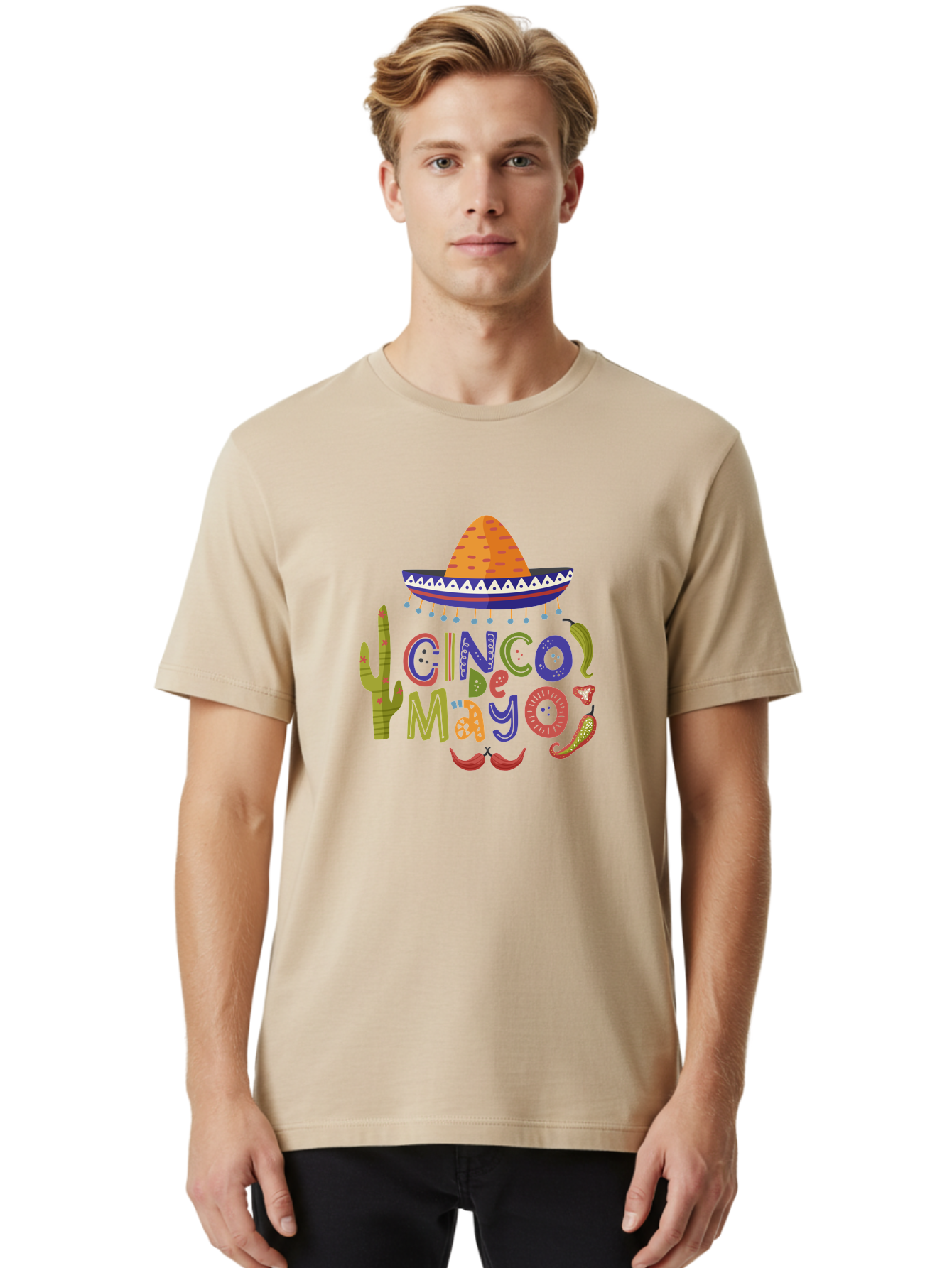 Cinco-De-Mayo-1 Men'S Graphic Tee, 100% Cotton, Comfortable Casual Summer Wear, Machine Washable, Cinco De Mayo, Sombrero, Chili Peppers, Cactus, Festive Design, Vibrant Colors, Mexican Heritage, Cultural Celebration, Fiesta Theme, -  Aaa233 24