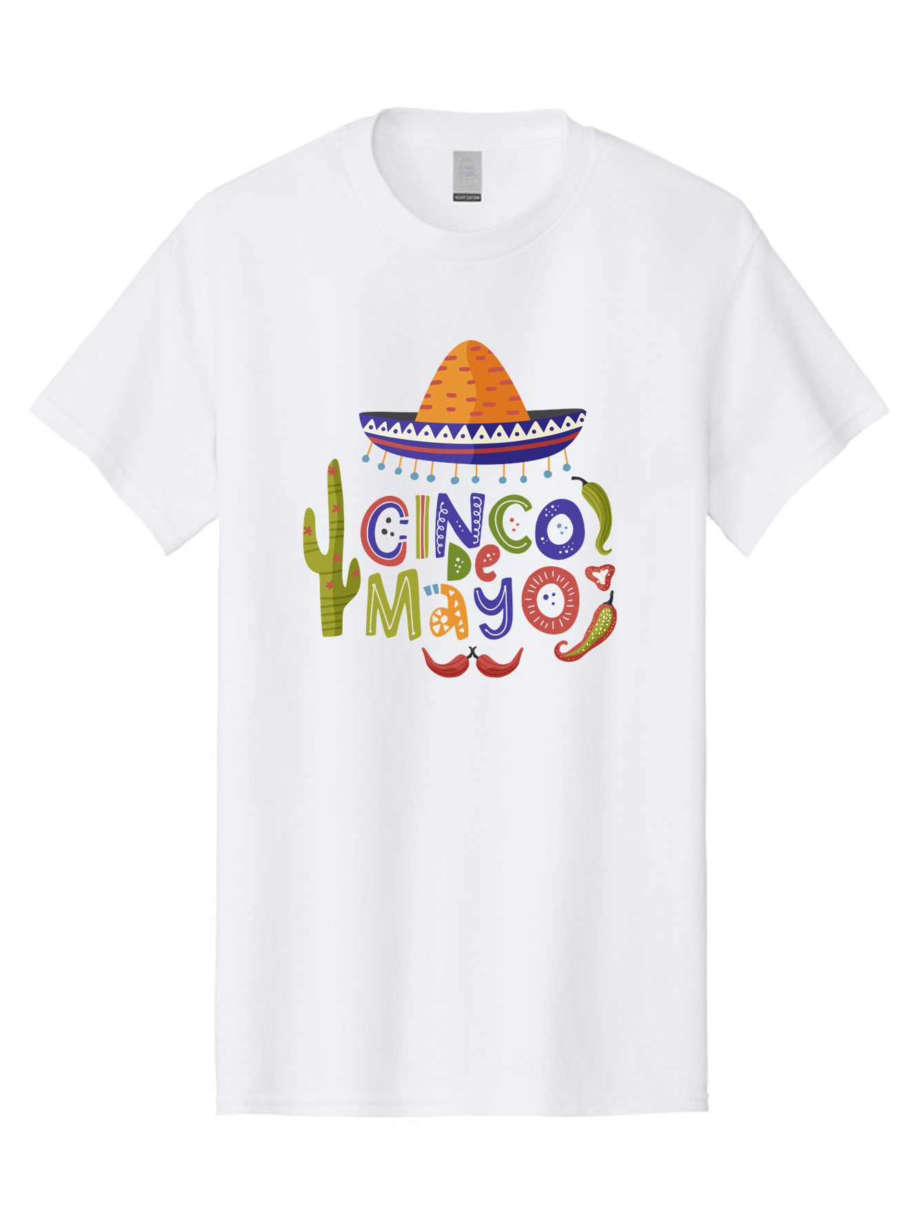 Cinco-De-Mayo-1 Men'S Graphic Tee, 100% Cotton, Comfortable Casual Summer Wear, Machine Washable, Cinco De Mayo, Sombrero, Chili Peppers, Cactus, Festive Design, Vibrant Colors, Mexican Heritage, Cultural Celebration, Fiesta Theme, -  Aaa233 3