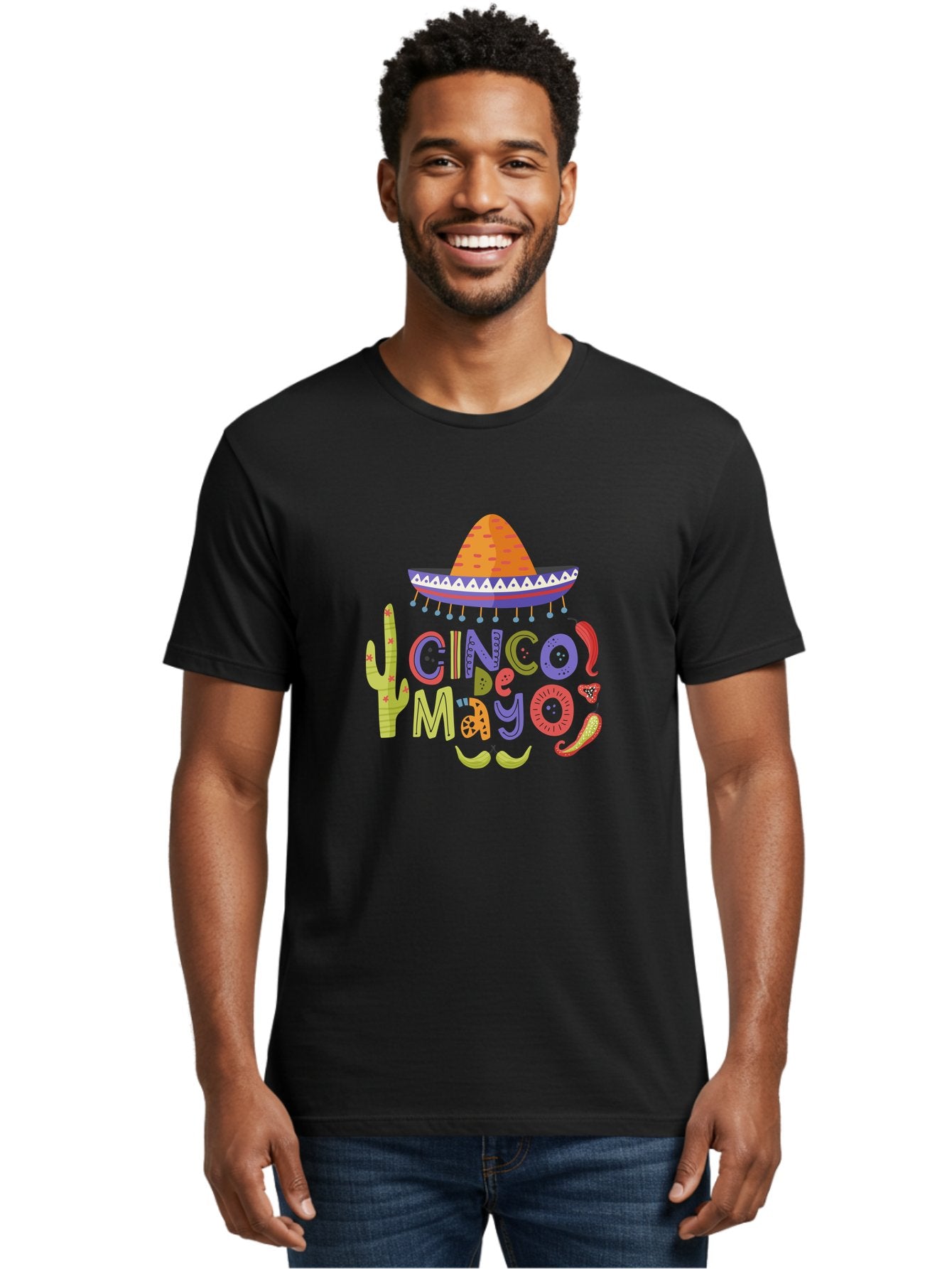 Cinco-De-Mayo-2 Men'S Graphic Tee, 100% Cotton, Comfortable Casual Summer Wear, Machine Washable, Cinco De Mayo, Mexican Holiday, Festive Celebration, Colorful Sombrero, Cactus, Chili Peppers, Vibrant Colors, Fiesta Theme, Party Decoration, -  Aaa234 12