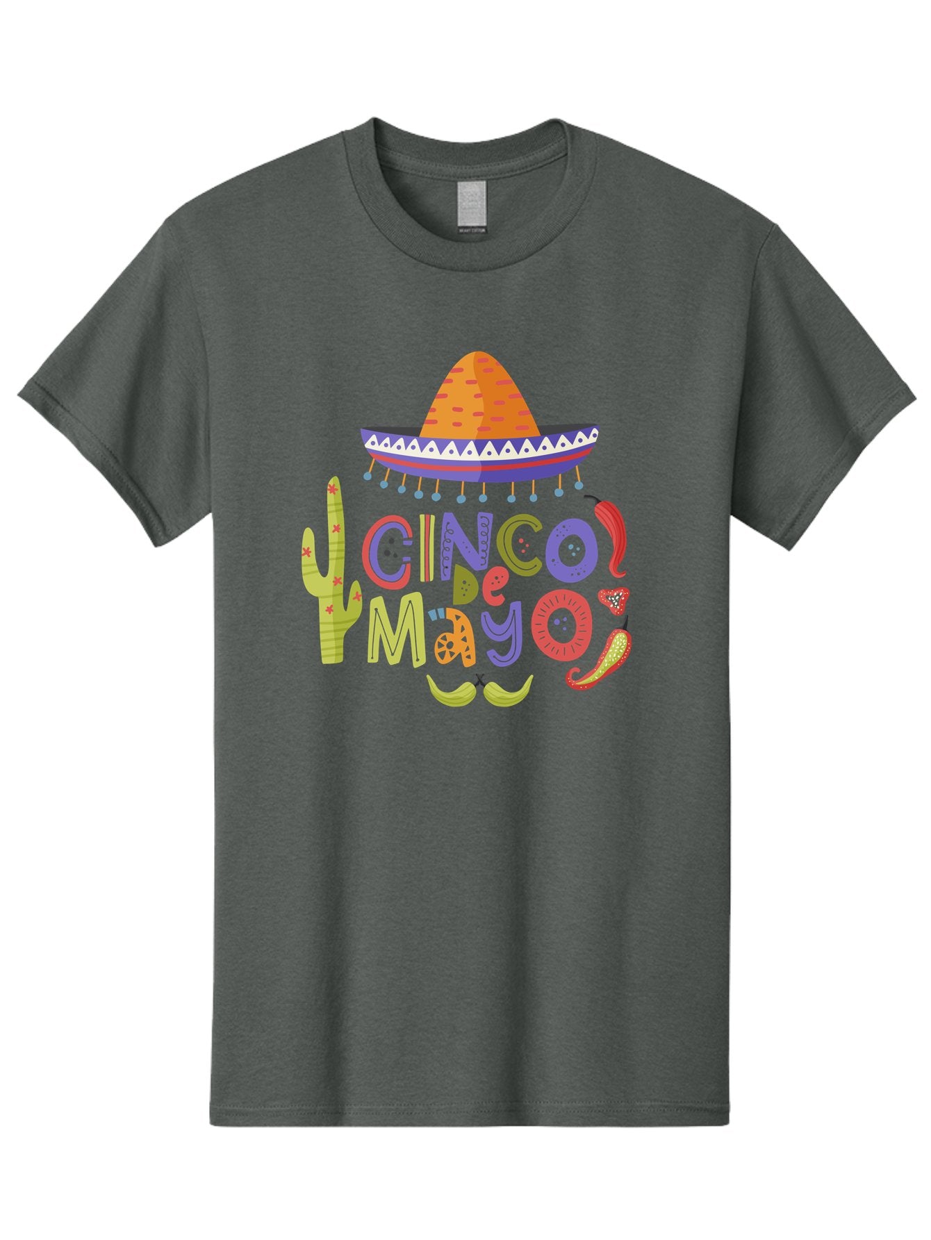 Cinco-De-Mayo-2 Men'S Graphic Tee, 100% Cotton, Comfortable Casual Summer Wear, Machine Washable, Cinco De Mayo, Mexican Holiday, Festive Celebration, Colorful Sombrero, Cactus, Chili Peppers, Vibrant Colors, Fiesta Theme, Party Decoration, -  Aaa234 25