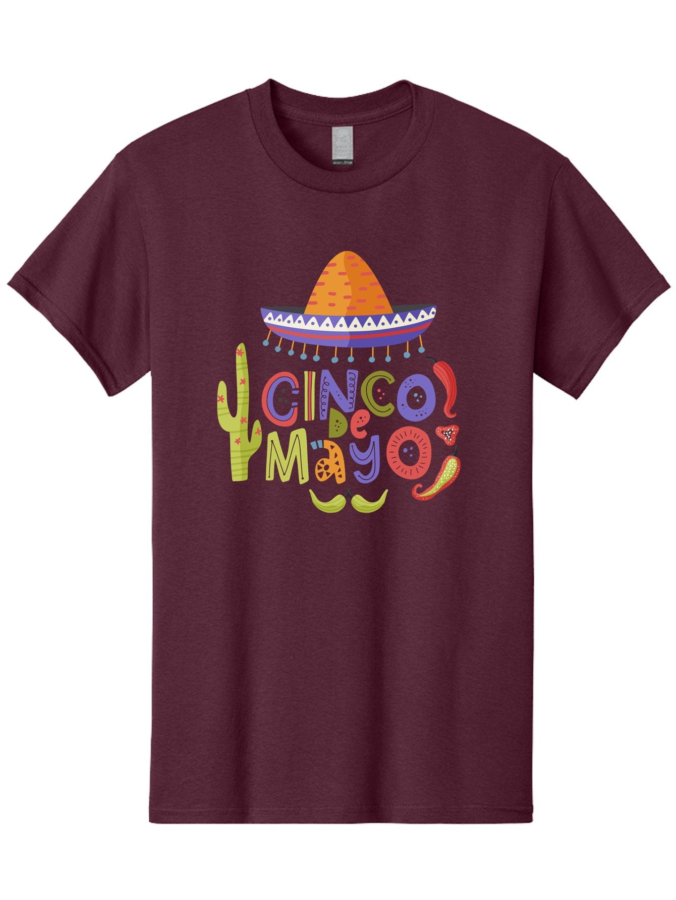 Cinco-De-Mayo-2 Men'S Graphic Tee, 100% Cotton, Comfortable Casual Summer Wear, Machine Washable, Cinco De Mayo, Mexican Holiday, Festive Celebration, Colorful Sombrero, Cactus, Chili Peppers, Vibrant Colors, Fiesta Theme, Party Decoration, -  Aaa234 23