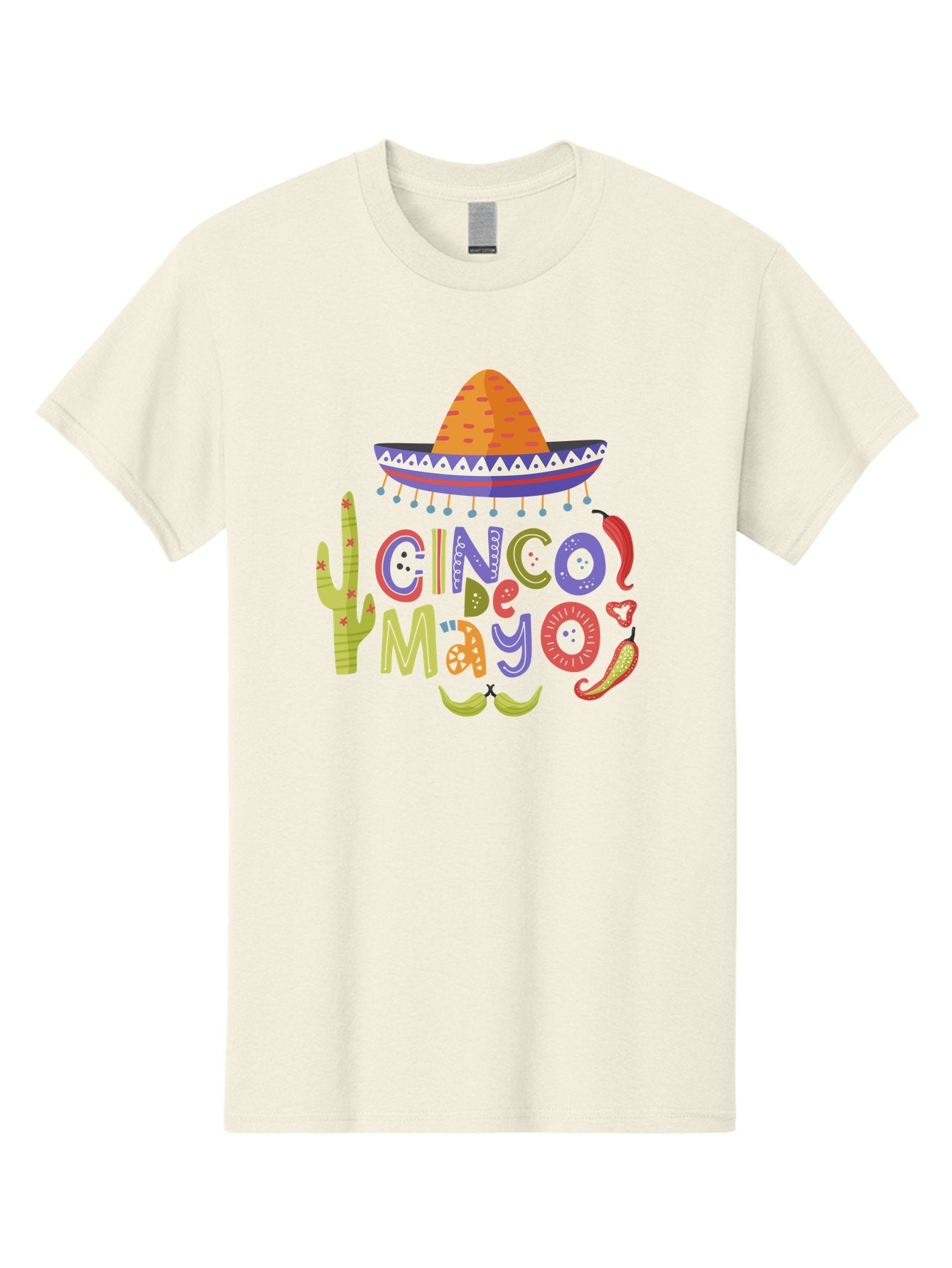 Cinco-De-Mayo-2 Men'S Graphic Tee, 100% Cotton, Comfortable Casual Summer Wear, Machine Washable, Cinco De Mayo, Mexican Holiday, Festive Celebration, Colorful Sombrero, Cactus, Chili Peppers, Vibrant Colors, Fiesta Theme, Party Decoration, -  Aaa234 3